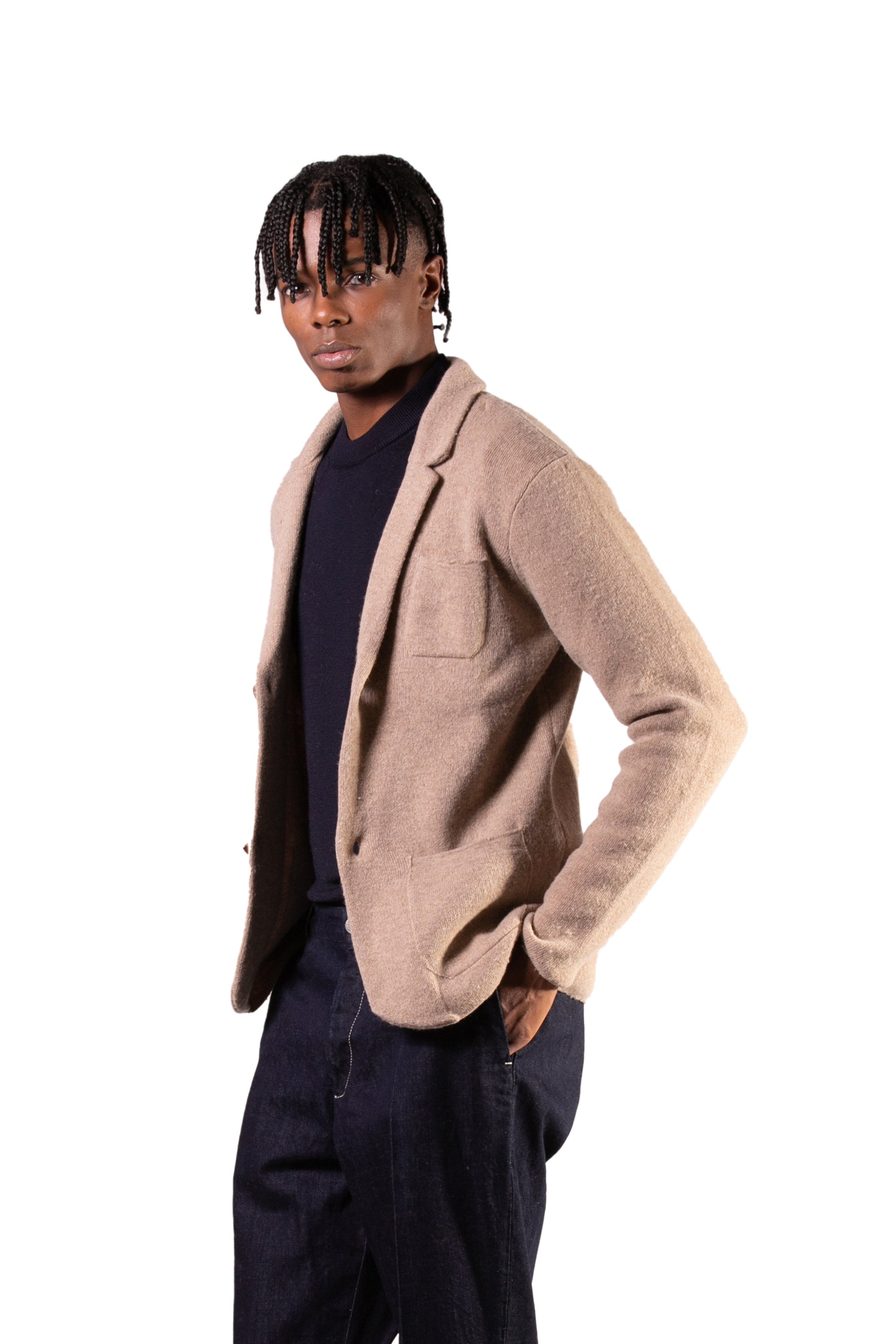 Single-breasted wool jacket - Beige
