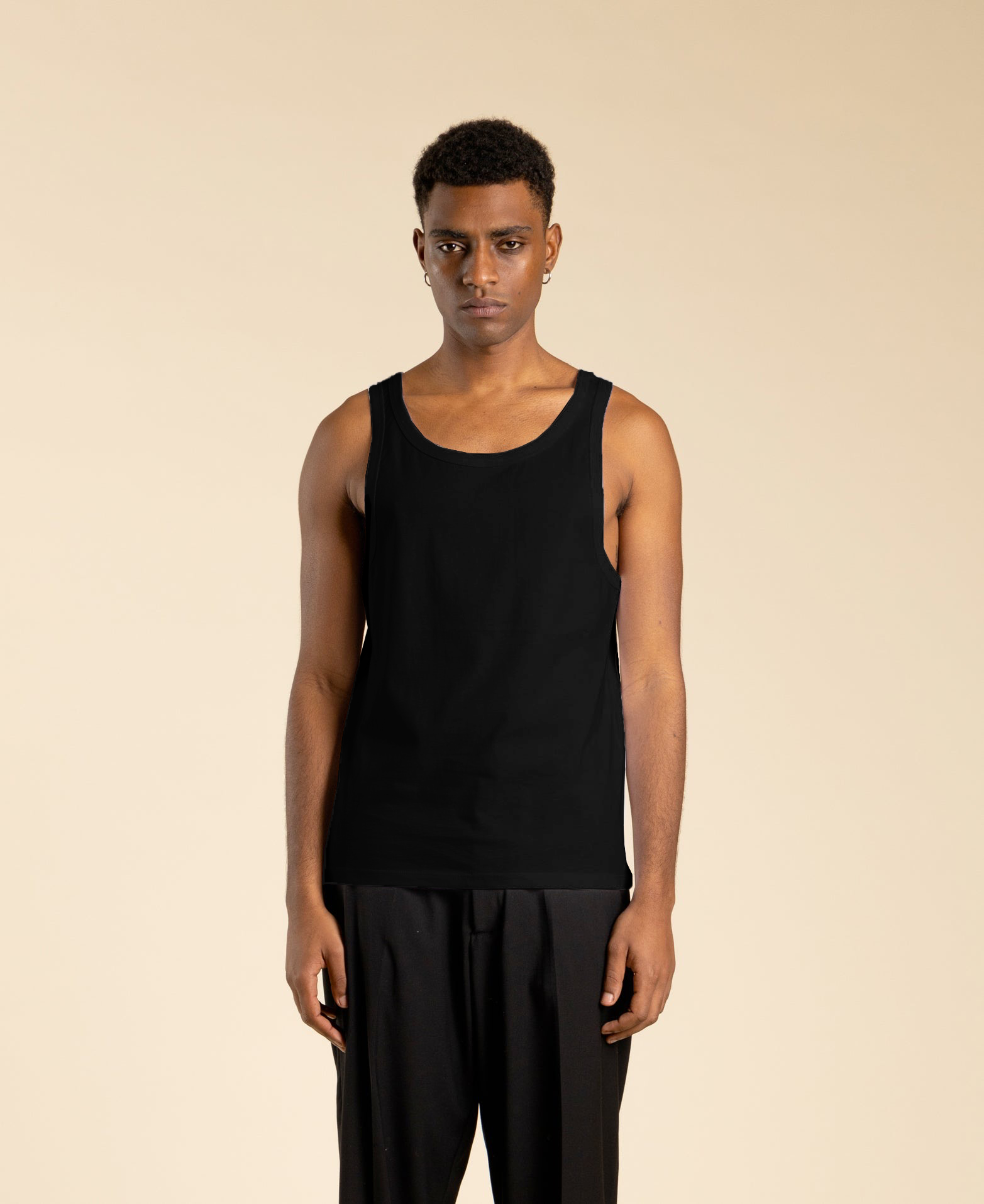 Sleeveless Cotton Tank Top - Black
