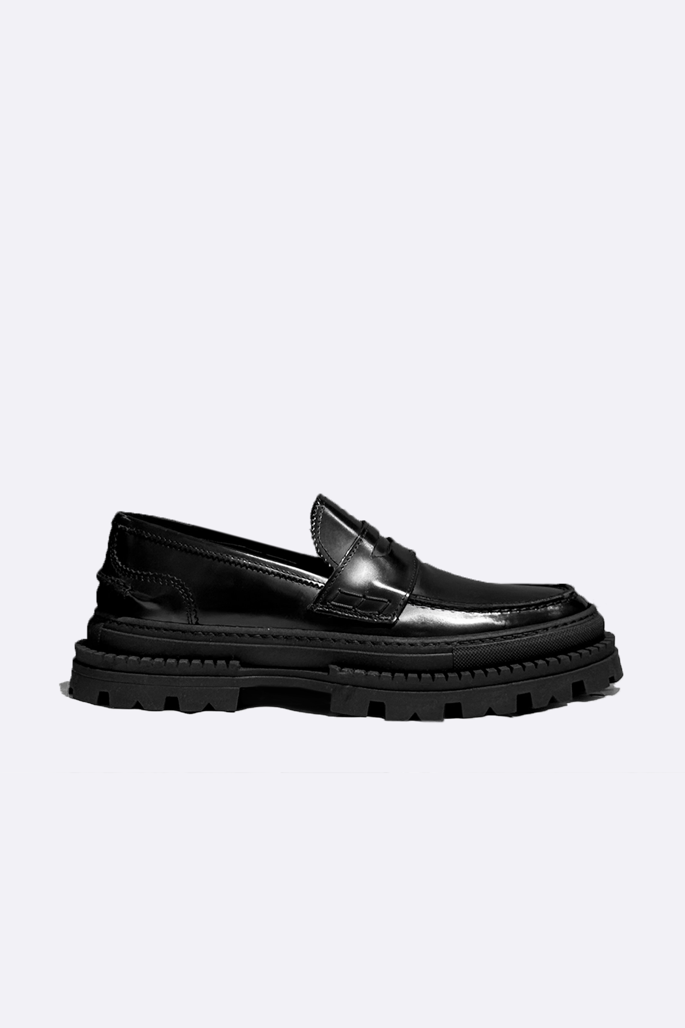 Leather Loafers with Strap - Black