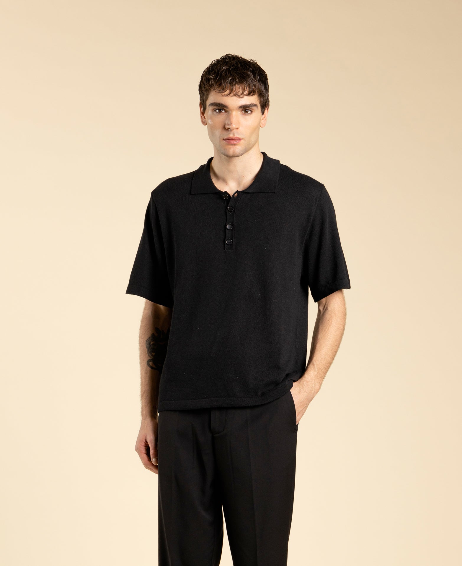 Short-sleeved polo shirt - Black
