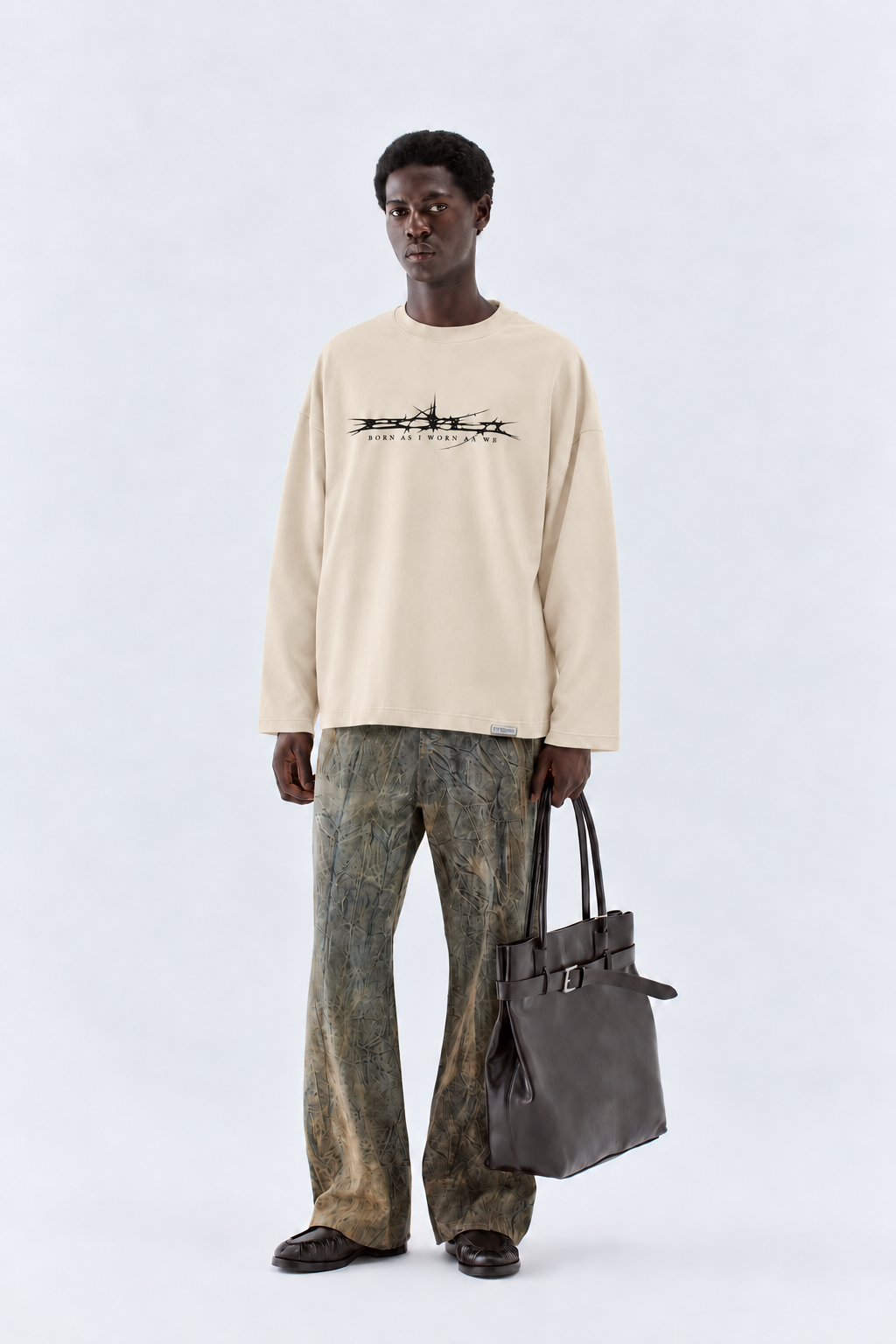 T-shirt in jersey con logo - Beige