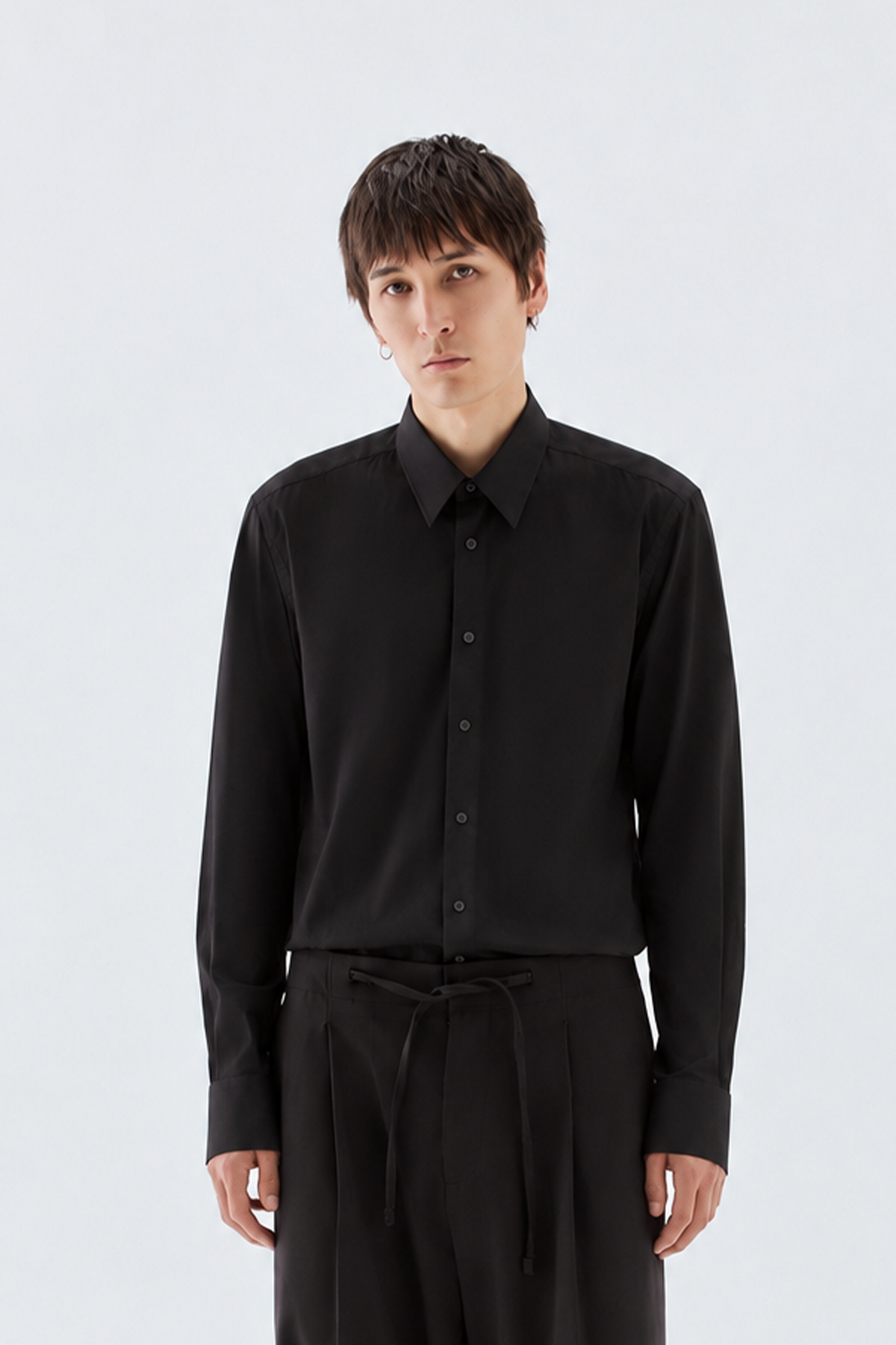 Regular Fit Cotton Dress Shirt - Black
