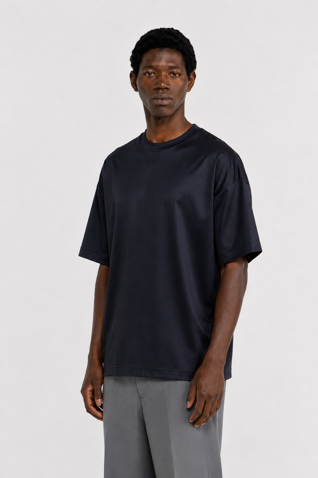 T-shirt in cotone mercerizzato oversize - Blu