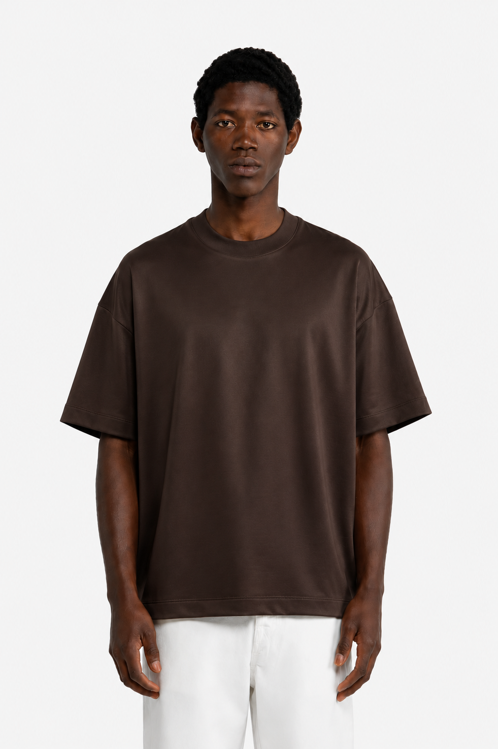 T-shirt in cotone mercerizzato oversize - Moro