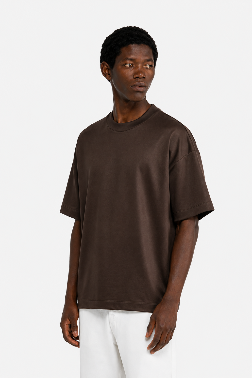 T-shirt in cotone mercerizzato oversize - Moro