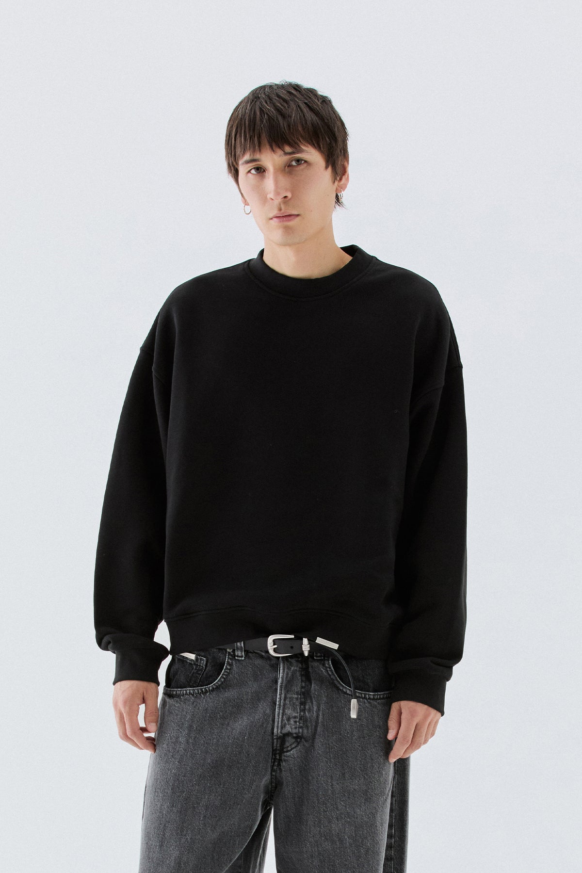 Felpa girocollo oversize - Nero