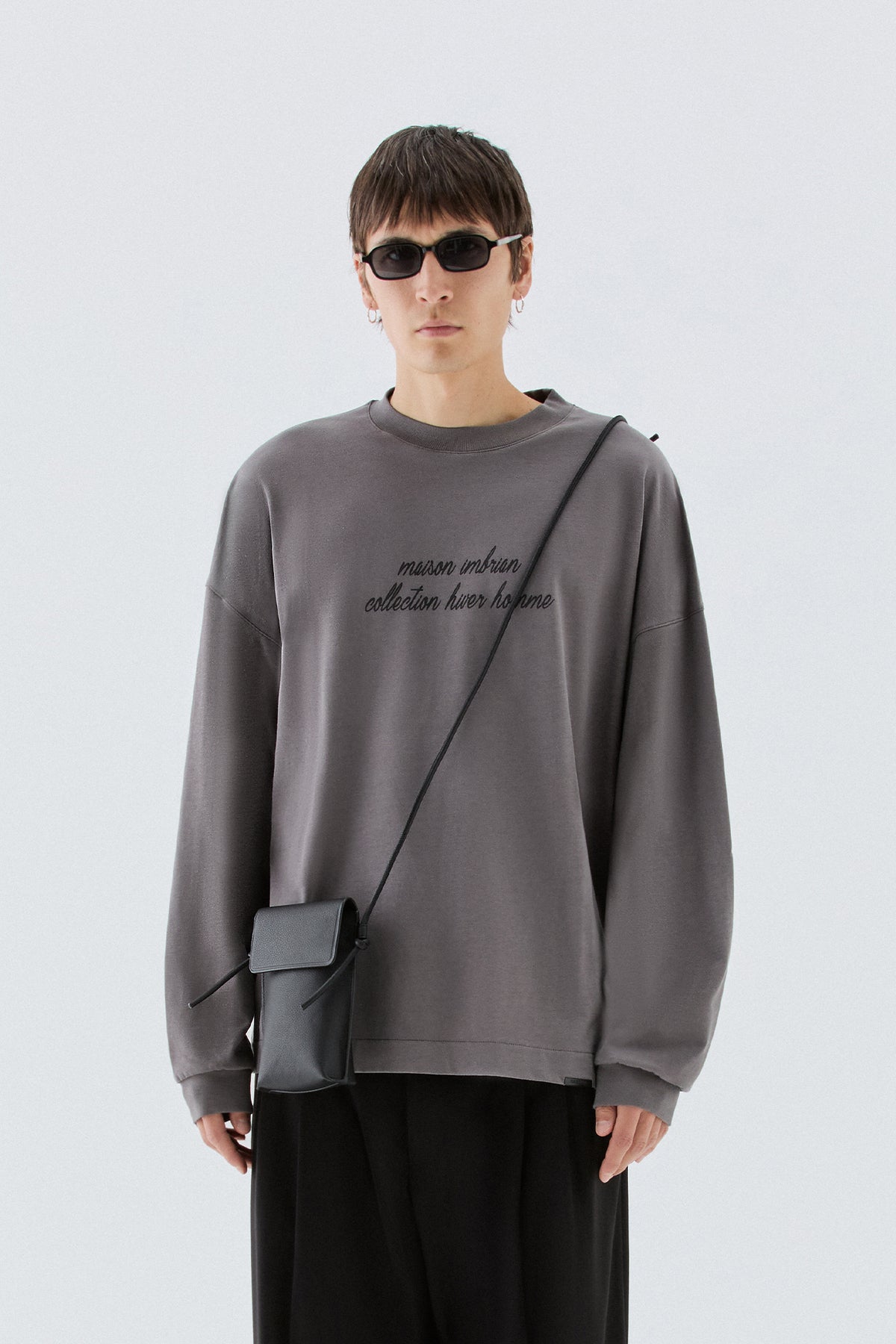 T-shirt in jersey con logo - Grigio