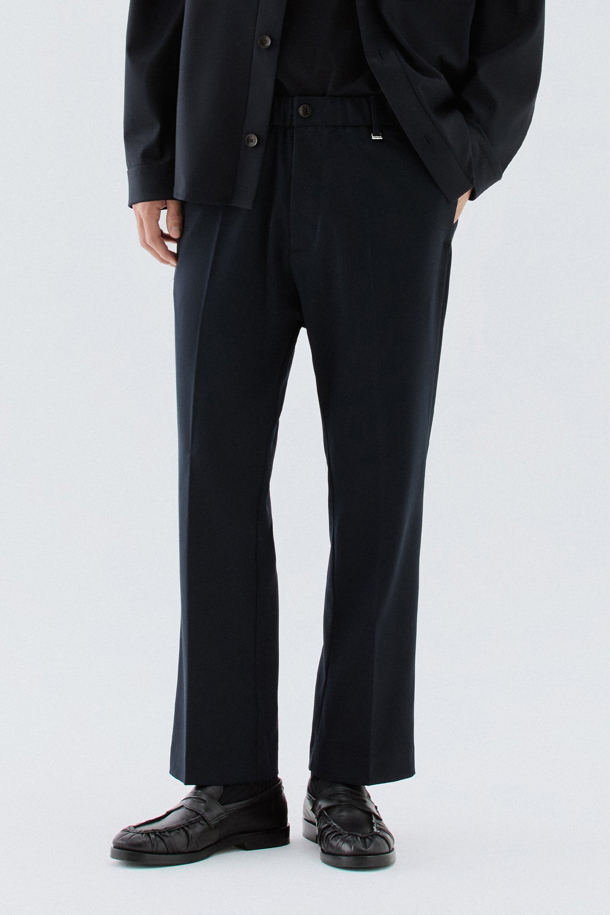 Pantaloni dritti con elastico - Blu