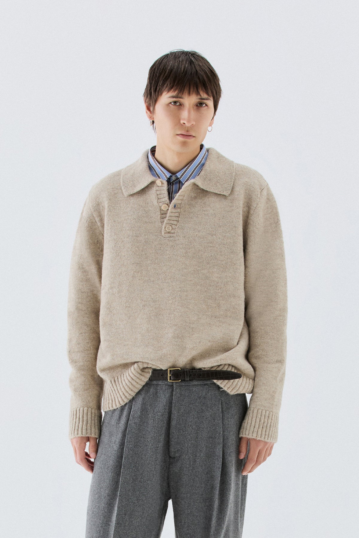 Polo in misto lana - Beige