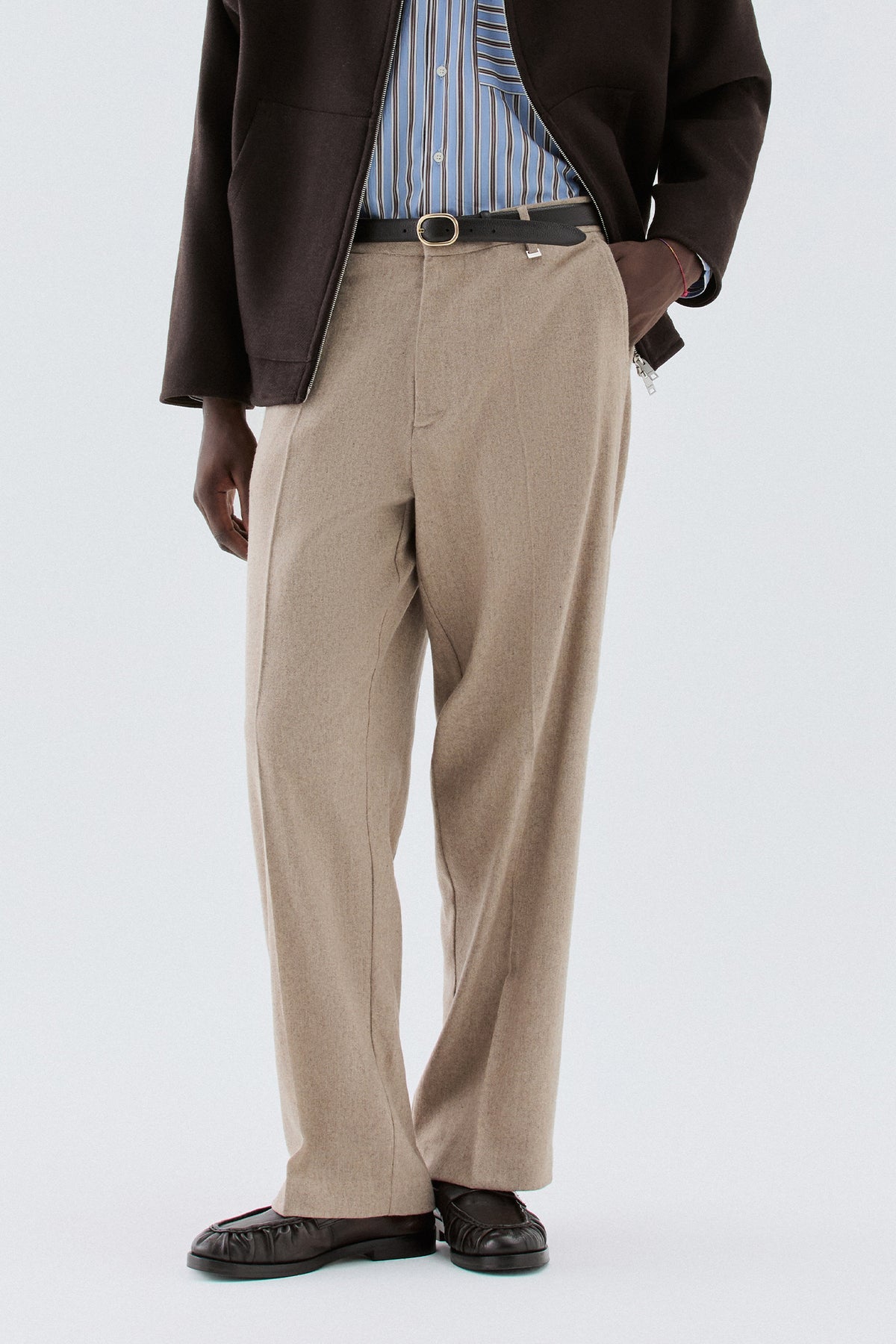 Pantaloni larghi in lana - Beige