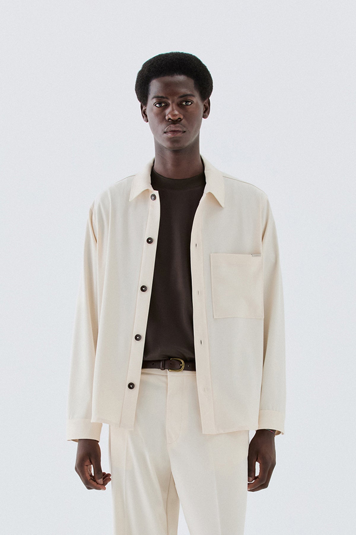 Overshirt con tasca - Panna