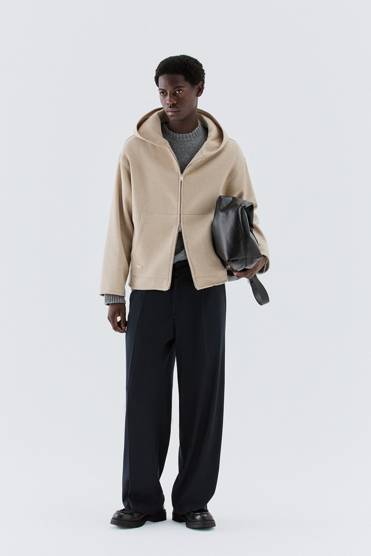 Felpa in lana con zip - Beige