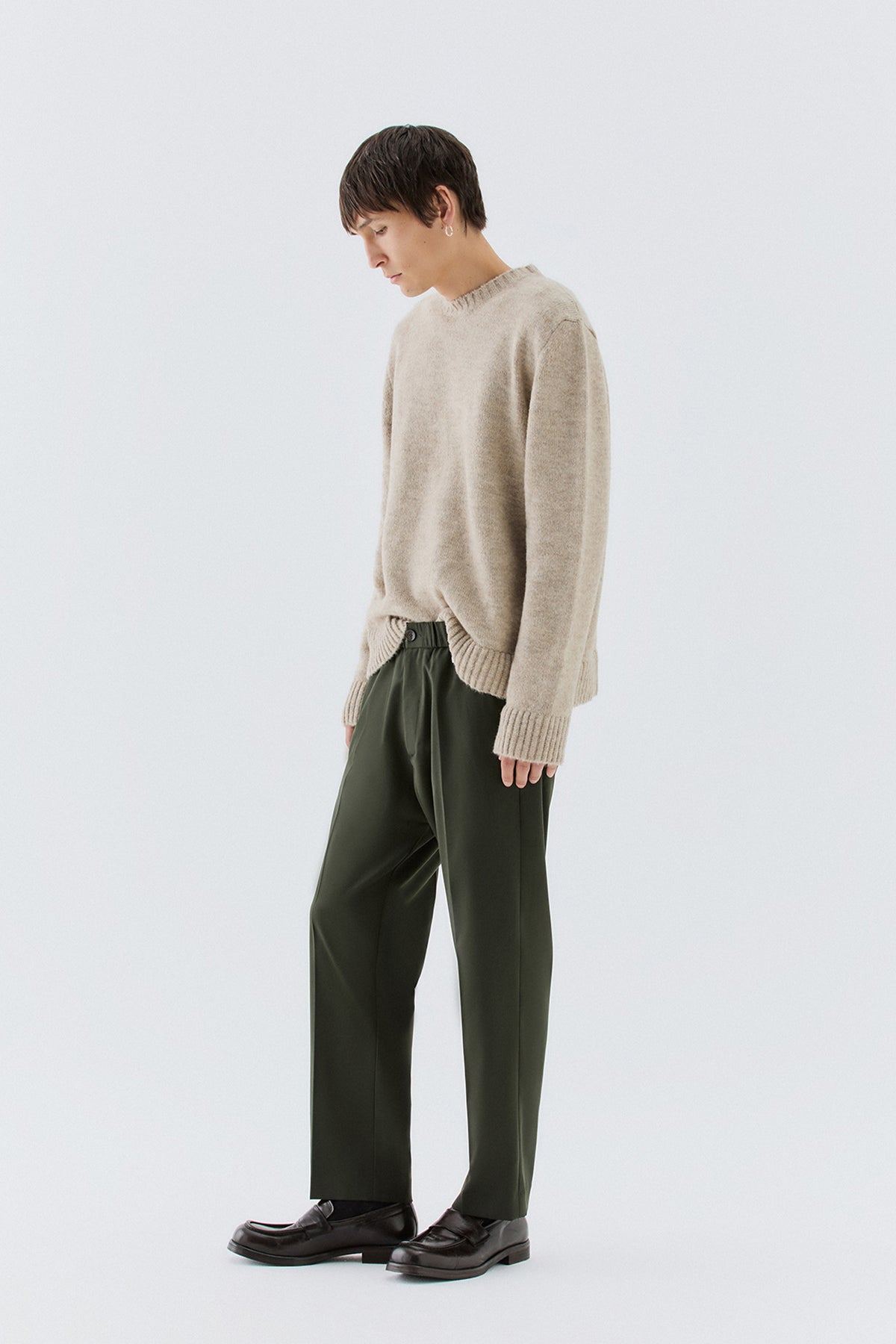 Pantaloni dritti con elastico - Verde