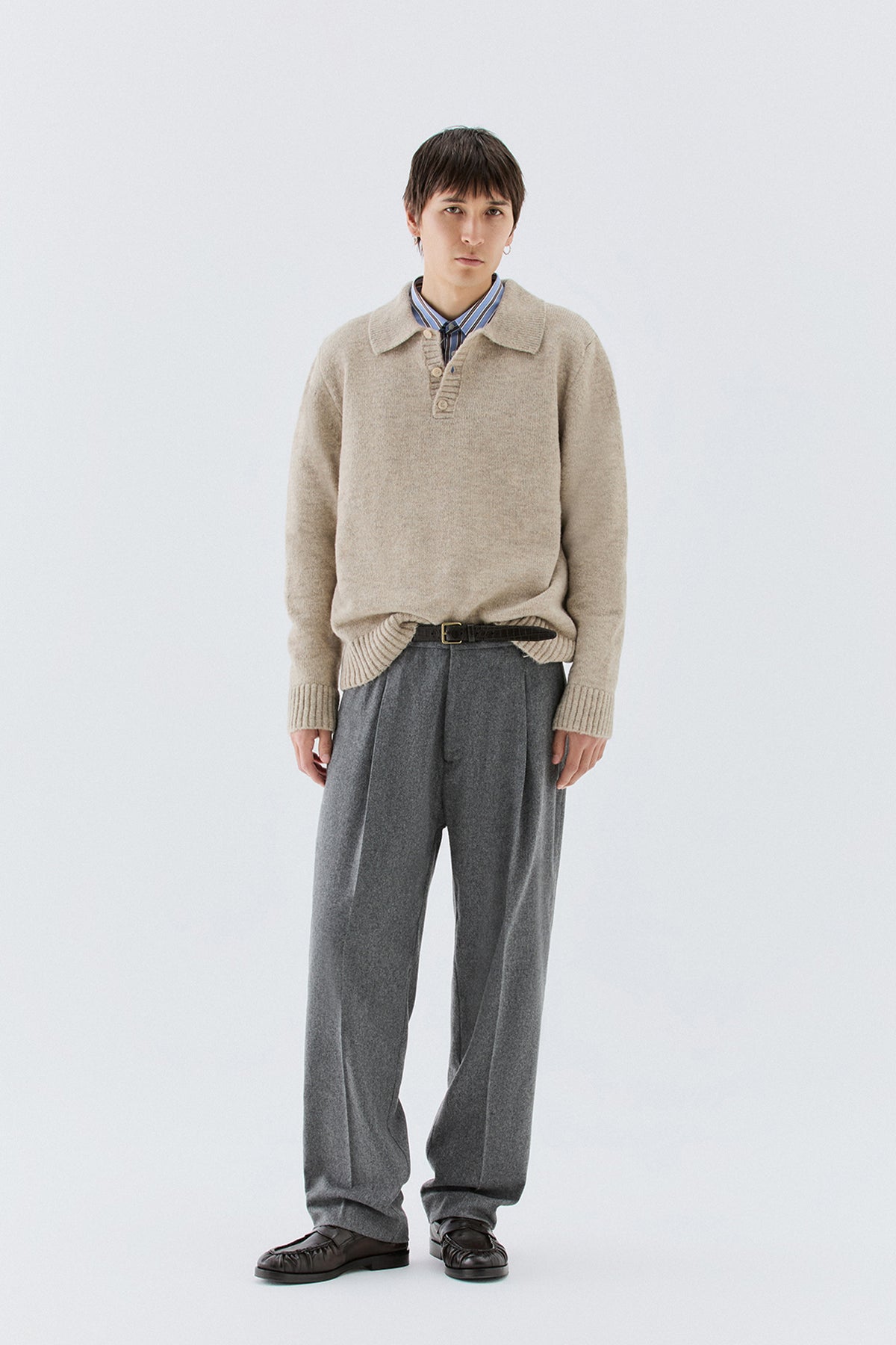 Pantalone gamba dritta in lana - Grigio