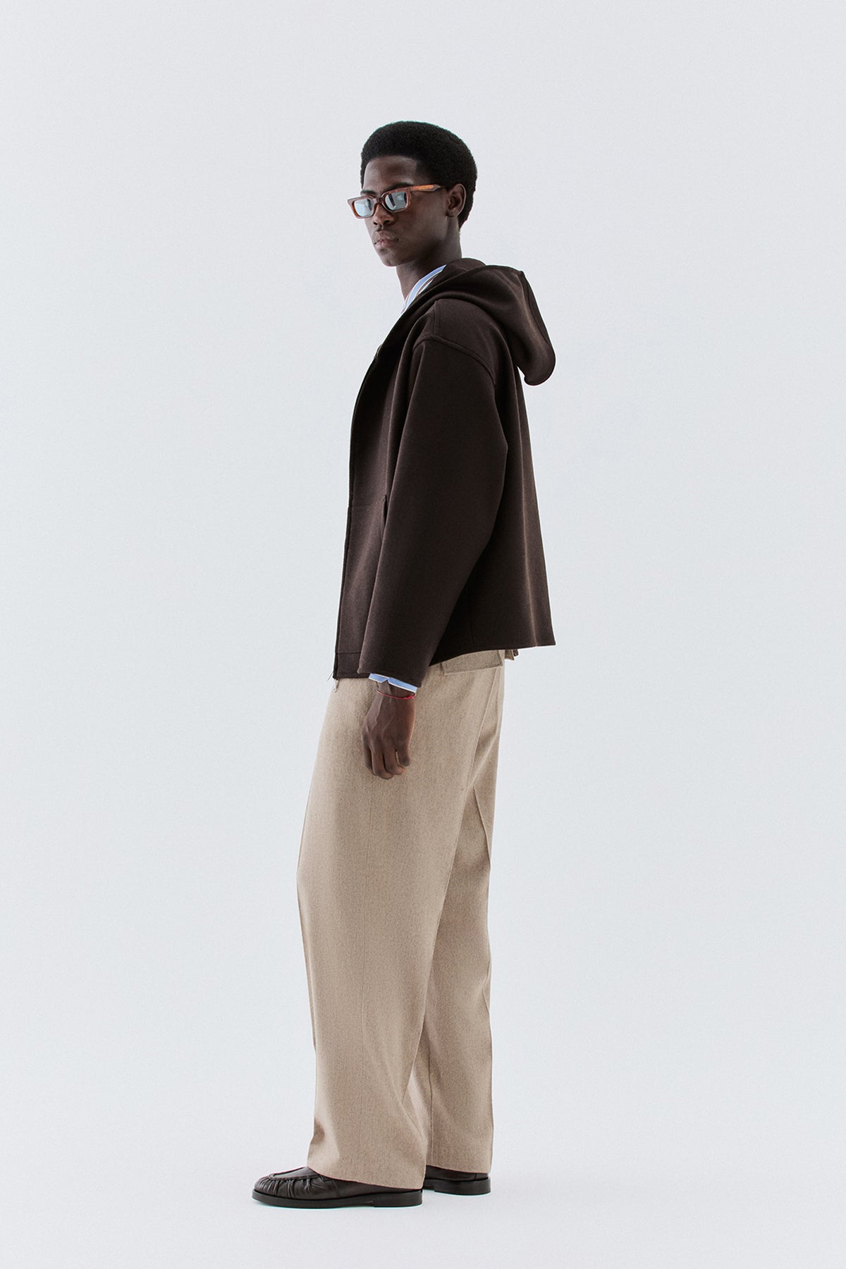 Pantaloni larghi in lana - Beige