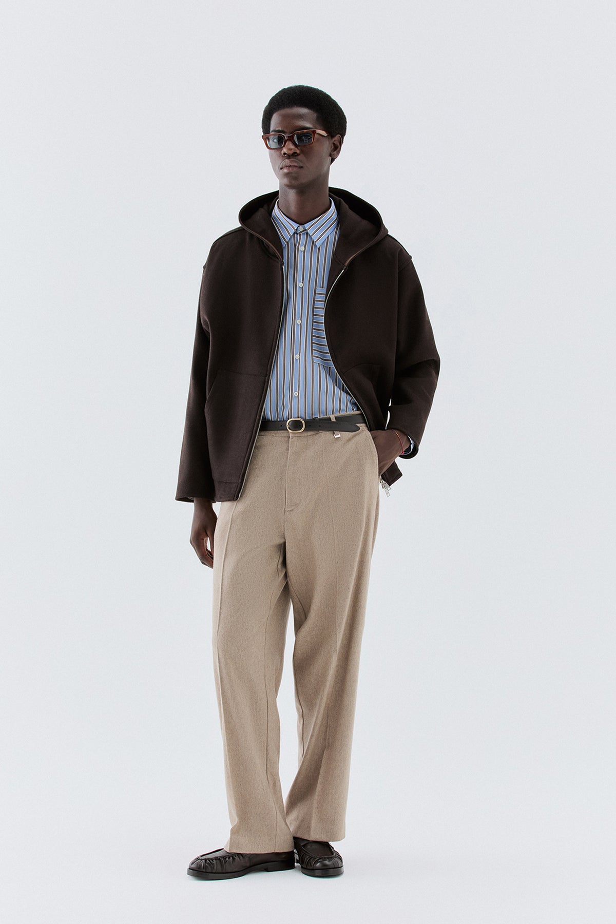 Pantaloni larghi in lana - Beige