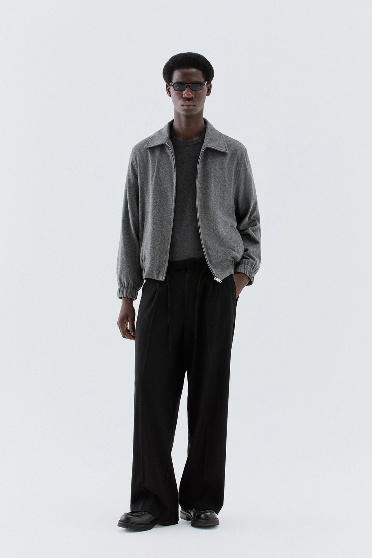 Pantaloni coulisse in lana - Nero