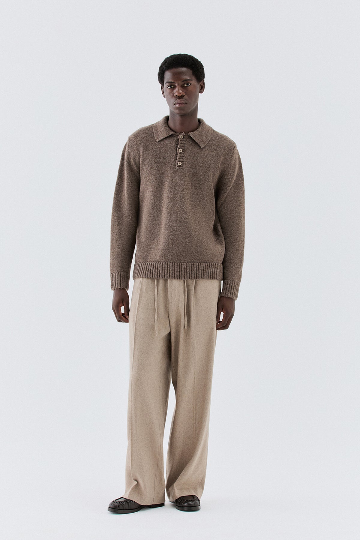 Pantaloni larghi con coulisse - Beige