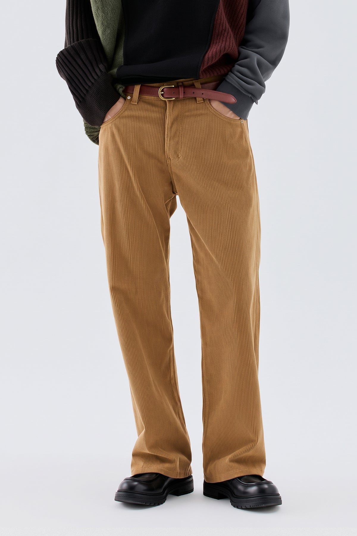 Pantaloni larghi velluto a coste - Tabacco