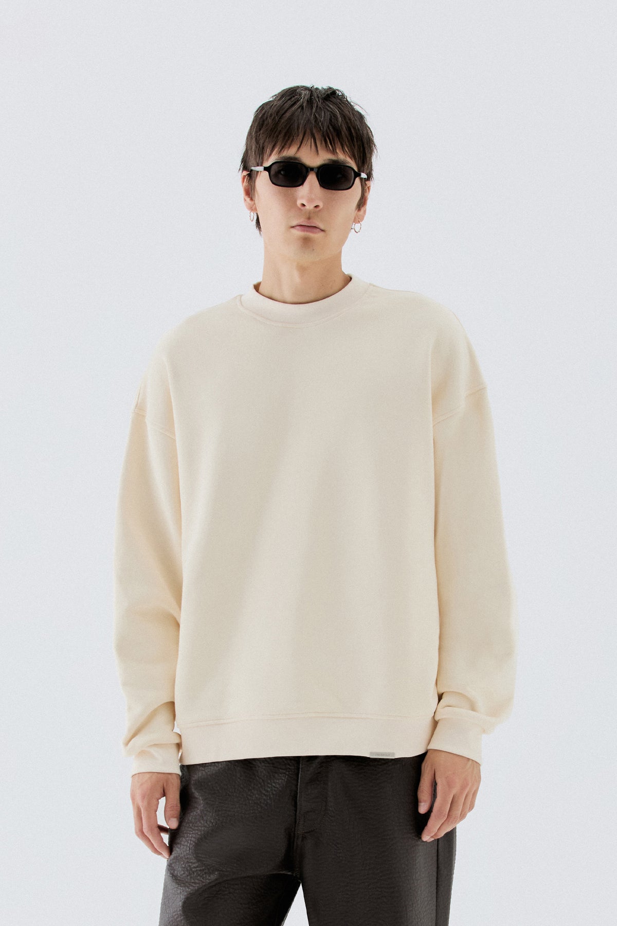 Felpa girocollo oversize - Panna