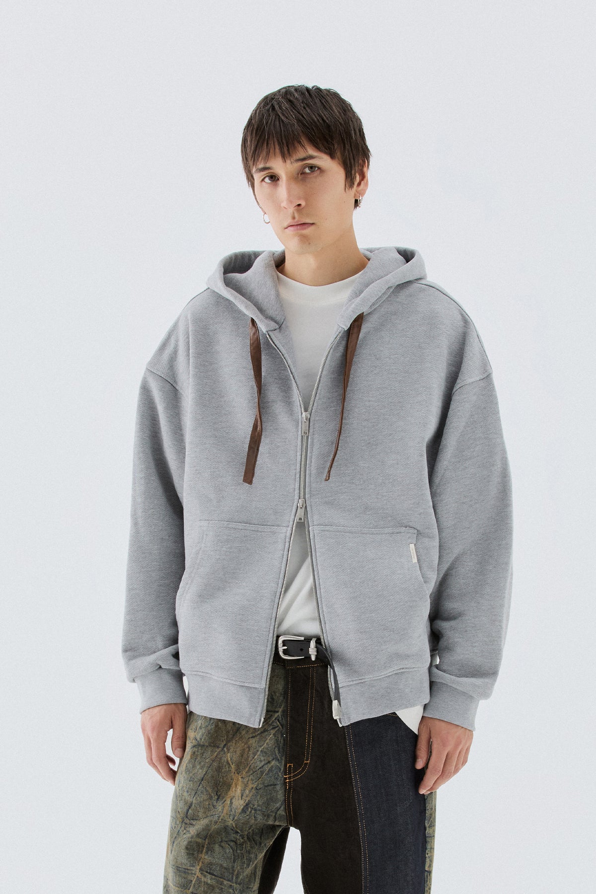 Felpa oversize con zip - Grigio