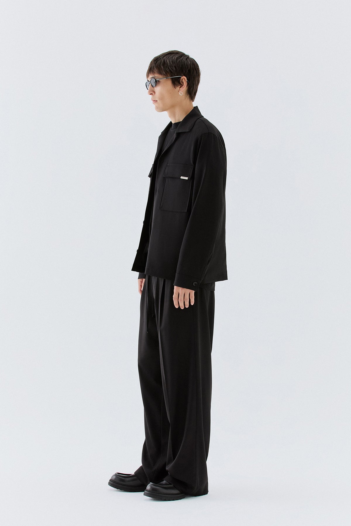 Pantaloni larghi con coulisse - Nero