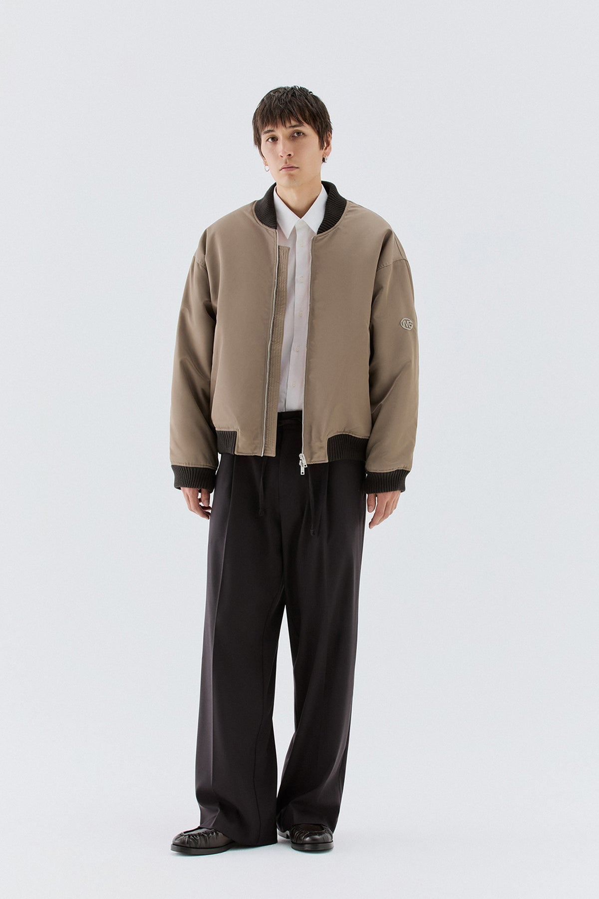 Bomber in nylon oversize - Beige