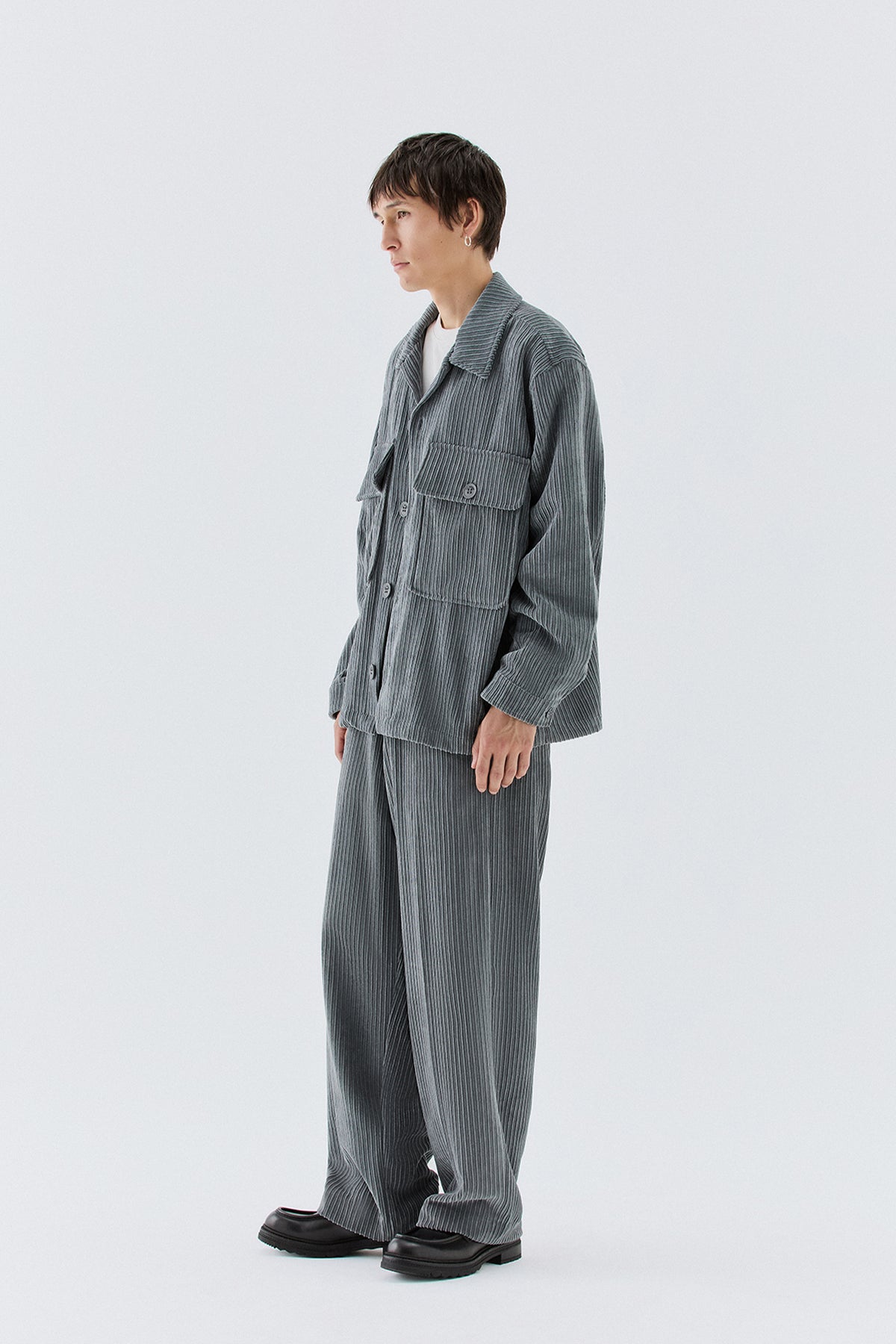 Camicia effetto velluto a coste - Grigio