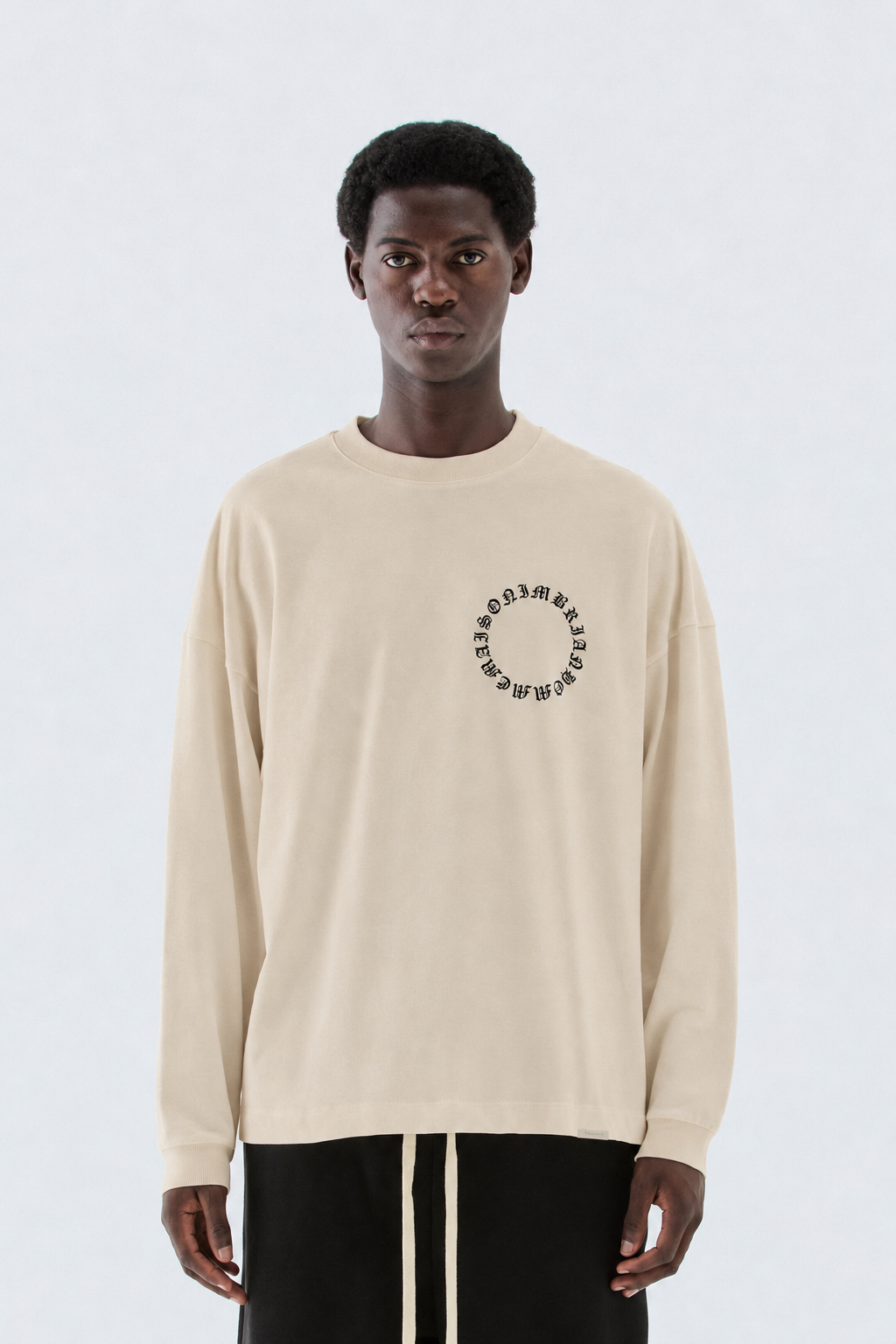 T-shirt in jersey con logo - Beige