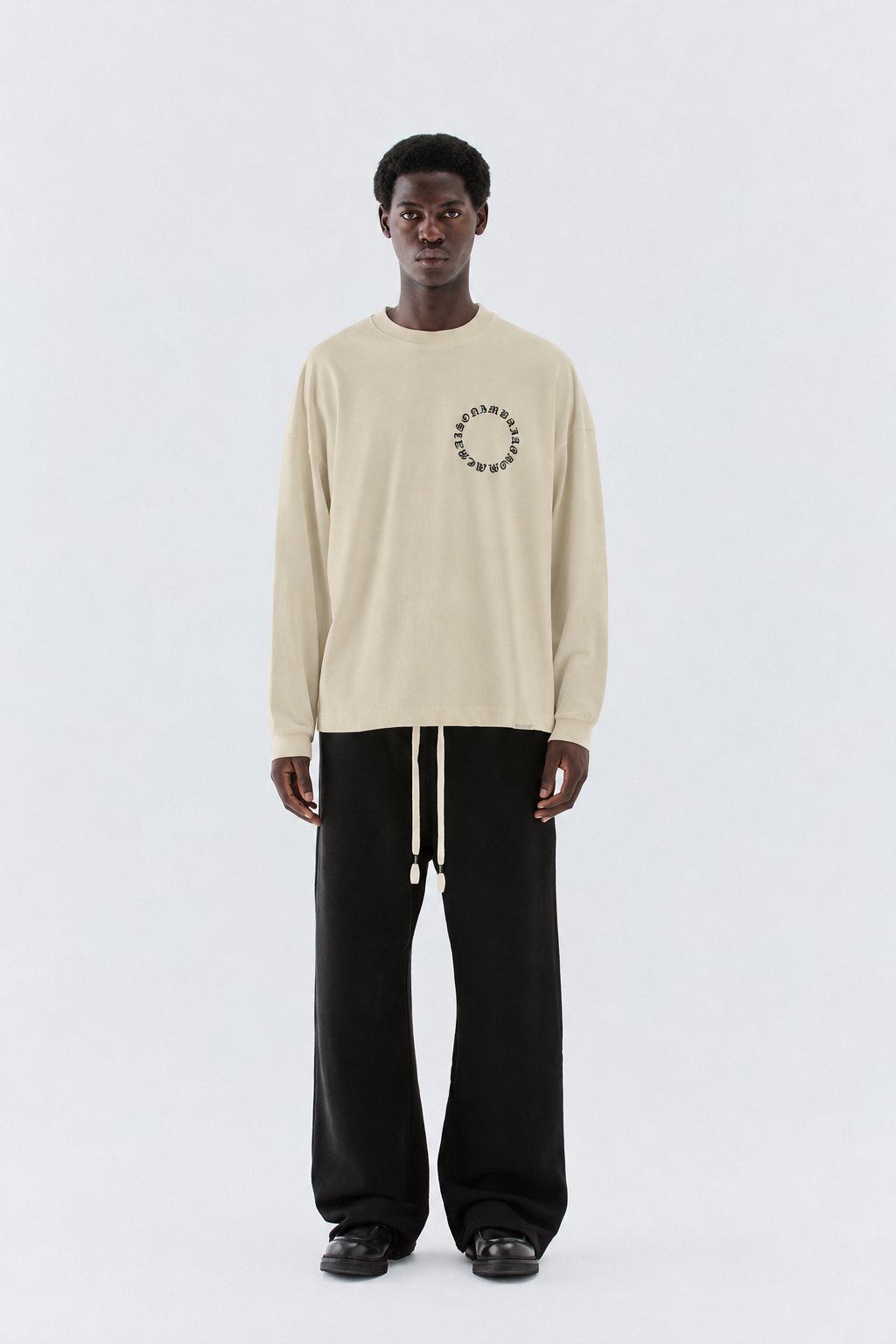 T-shirt in jersey con logo - Beige
