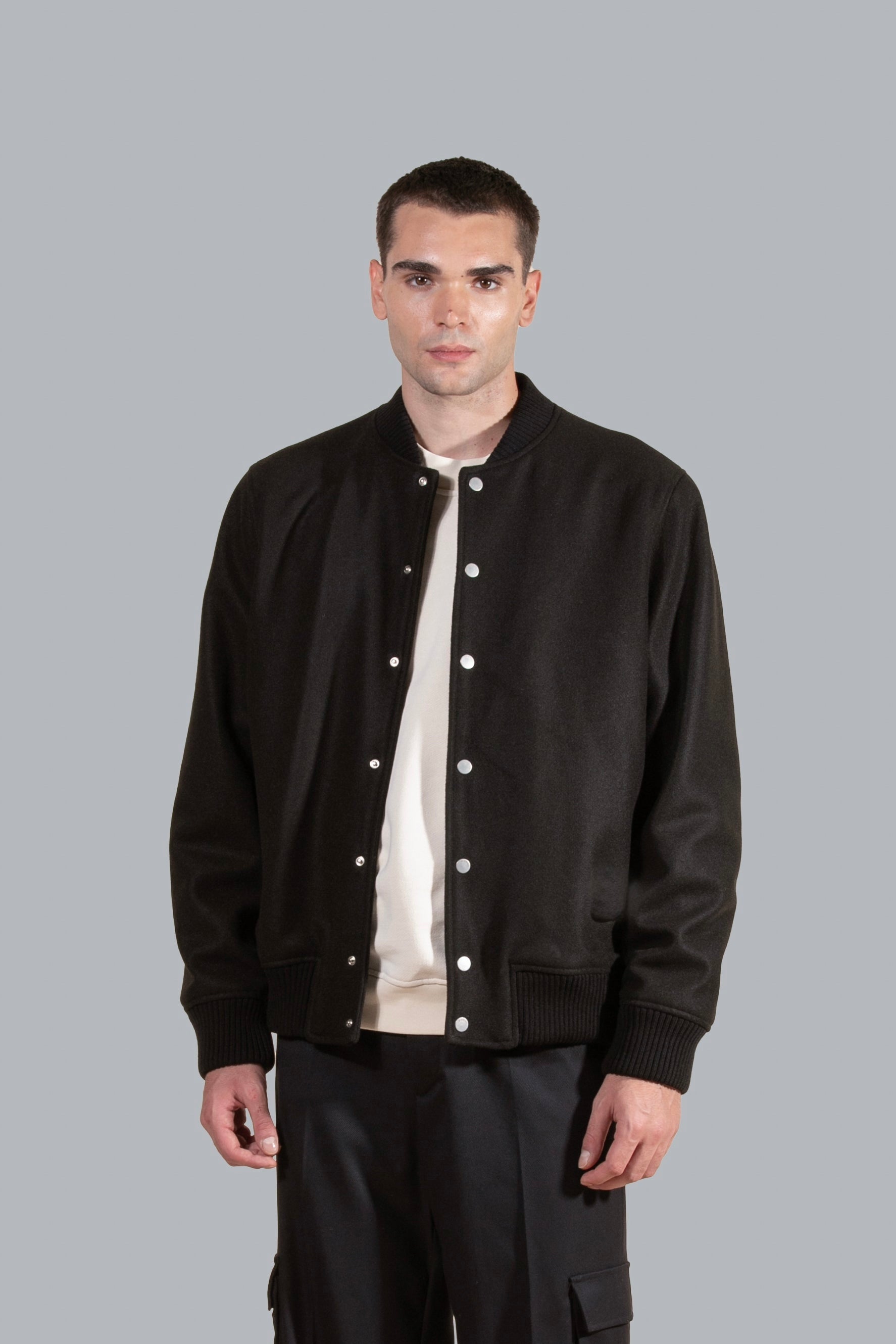 Bomber in misto lana - Nero