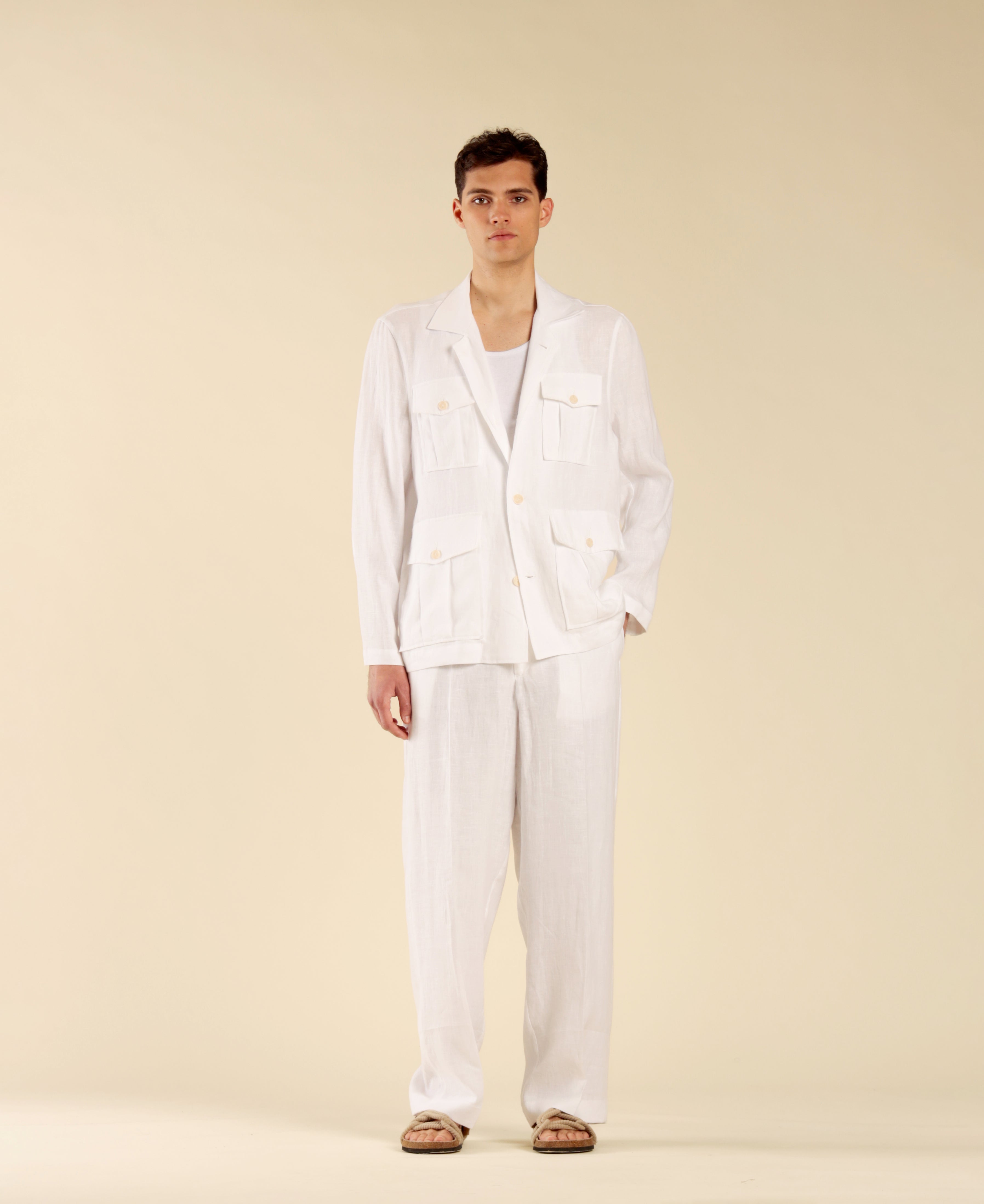 100% Linen Saharan Jacket - White
