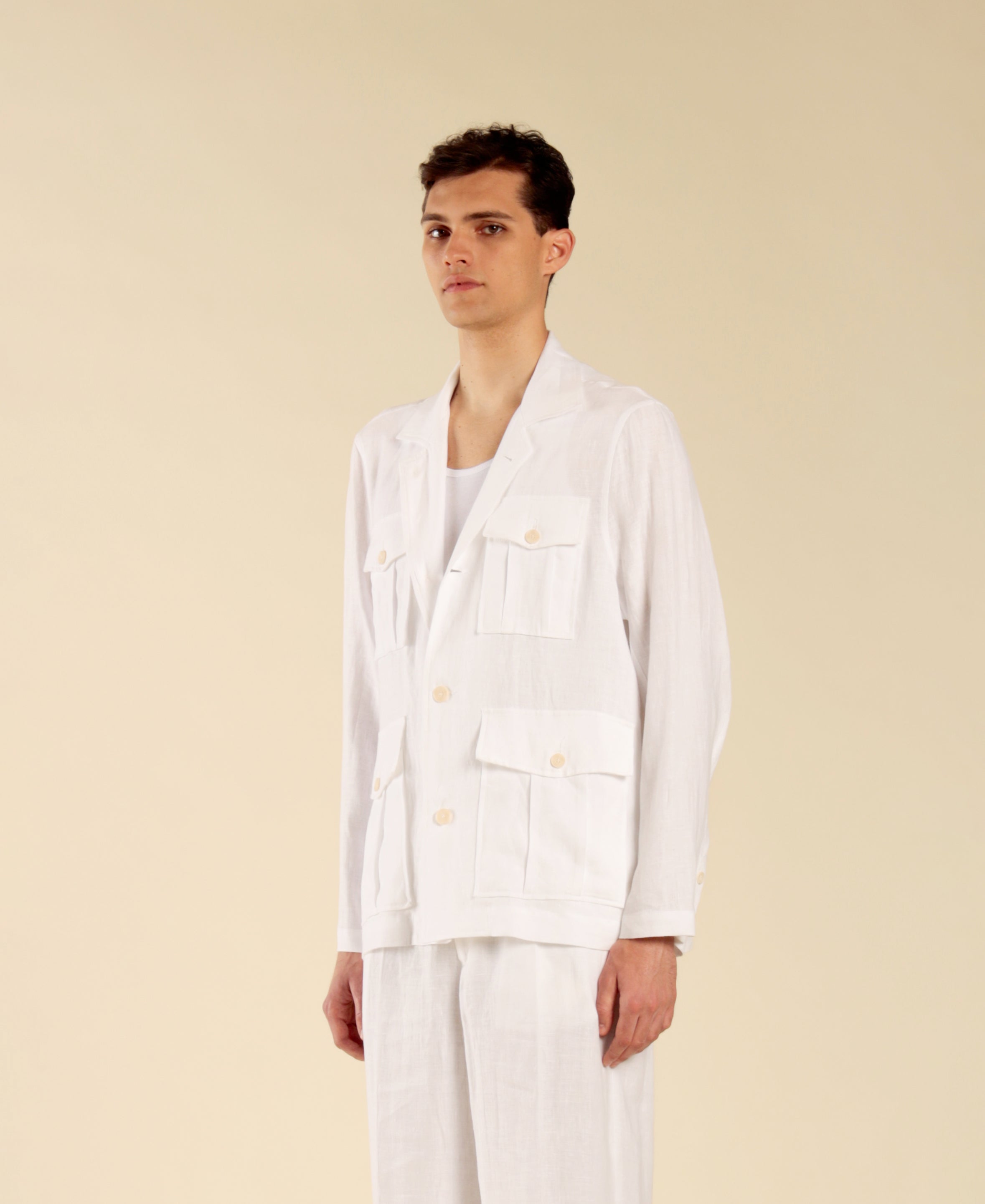 100% Linen Saharan Jacket - White