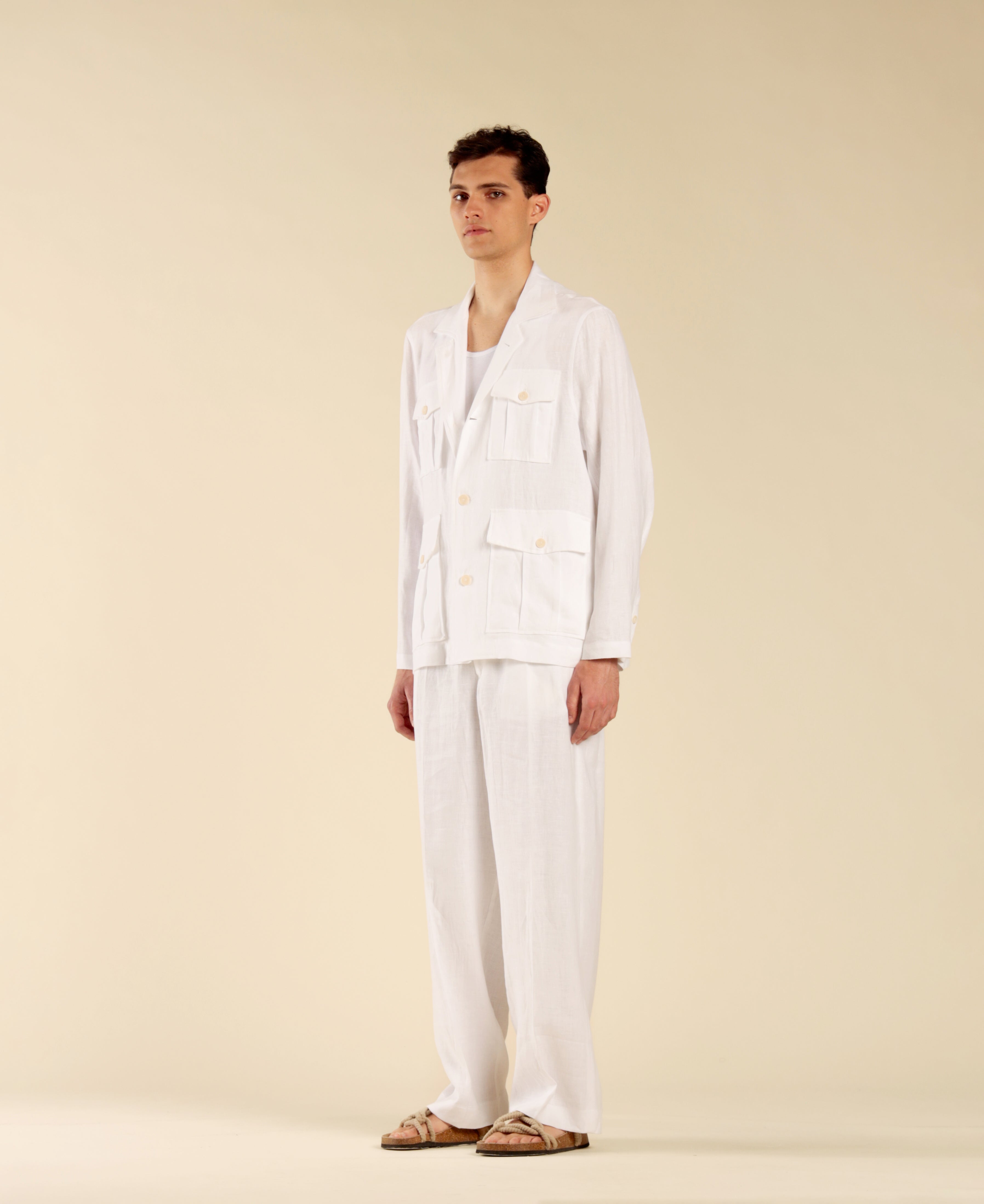 100% Linen Saharan Jacket - White