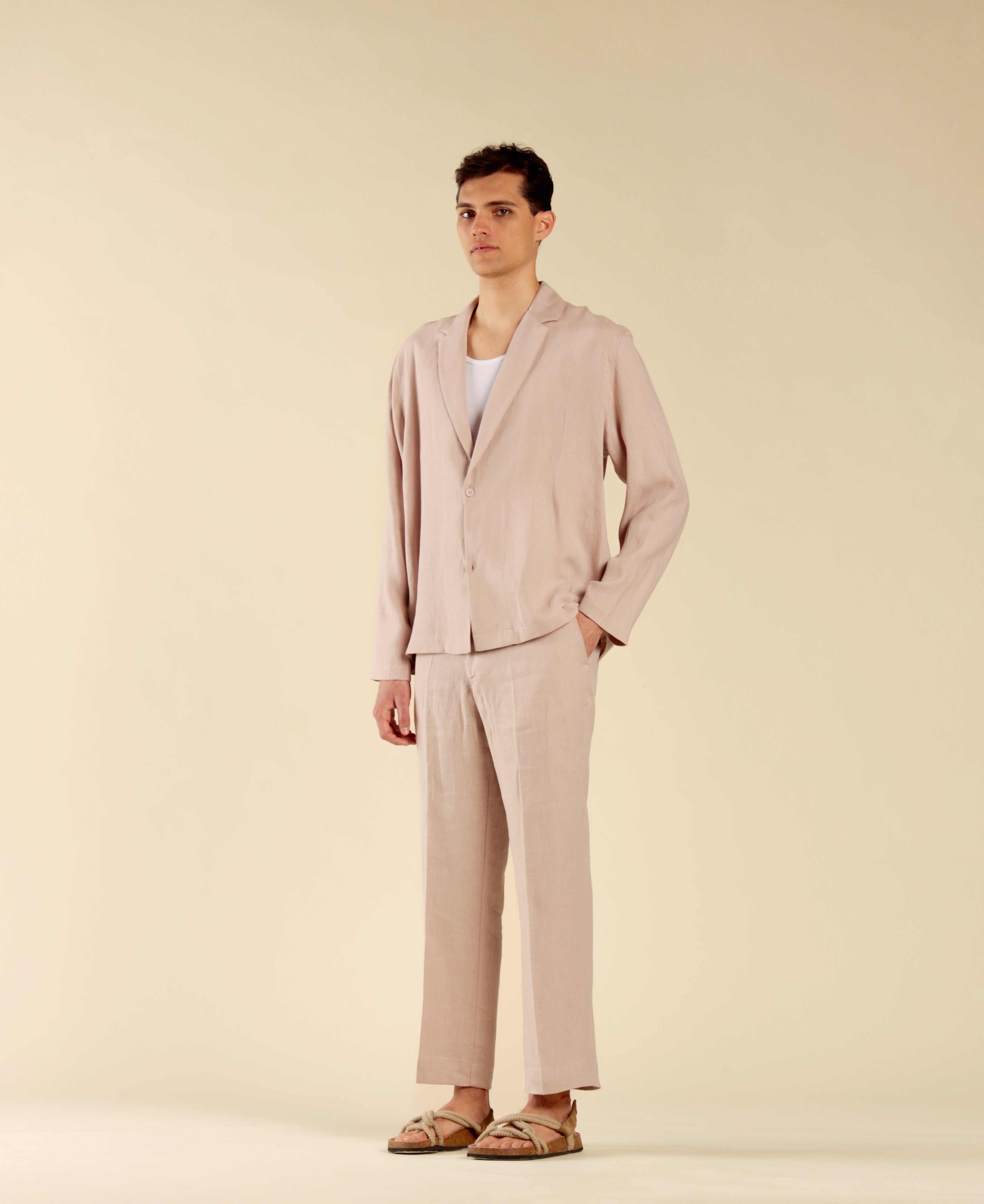 100% Linen Shorts - Powder Pink