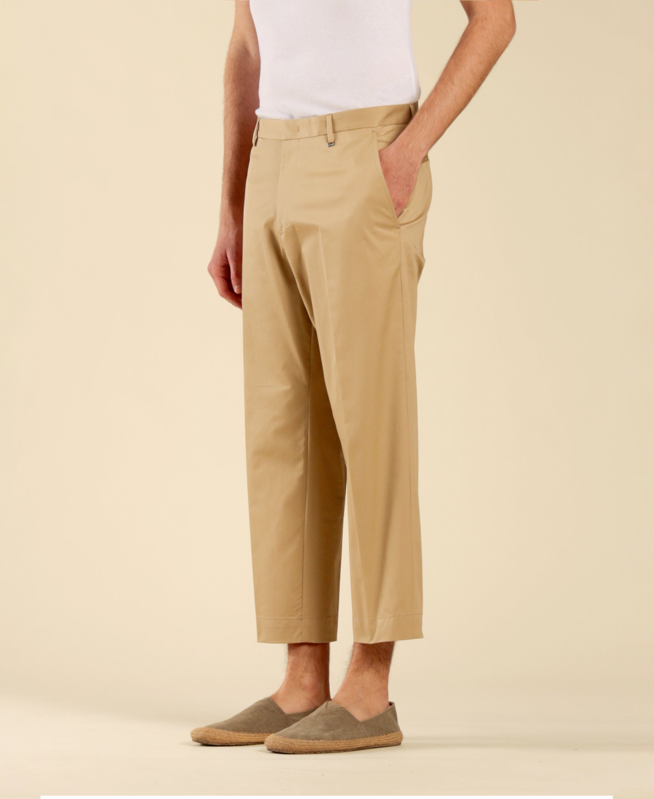 Cotton trousers with American pockets - Beige