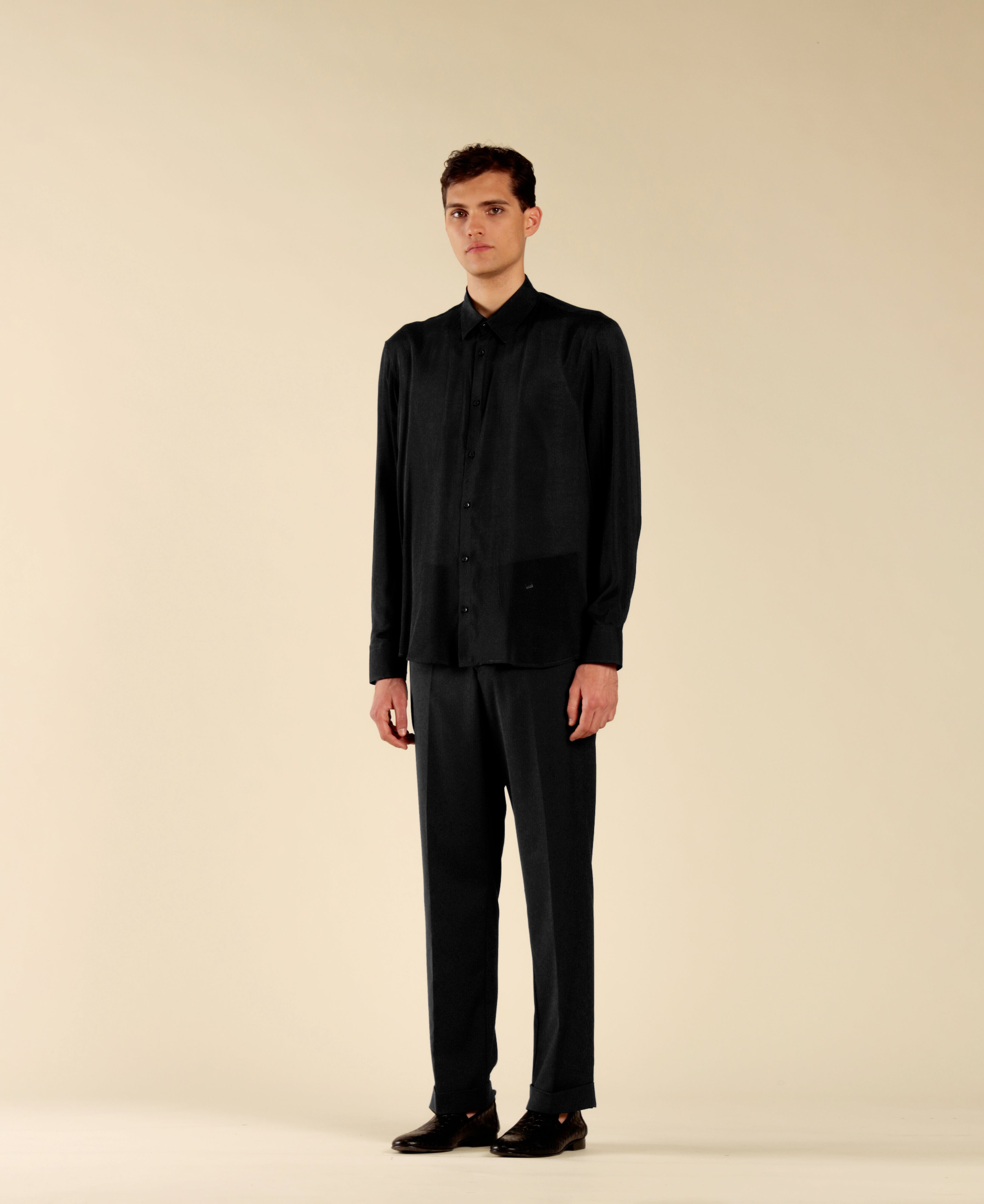 Semi-Sheer Viscose Shirt - Black