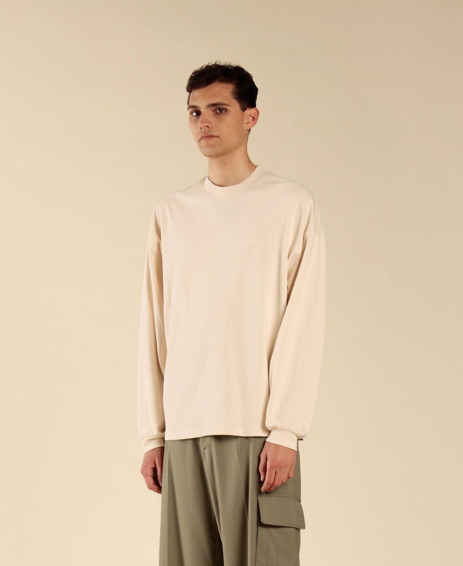Oversized Long-Sleeve T-Shirt - Cream
