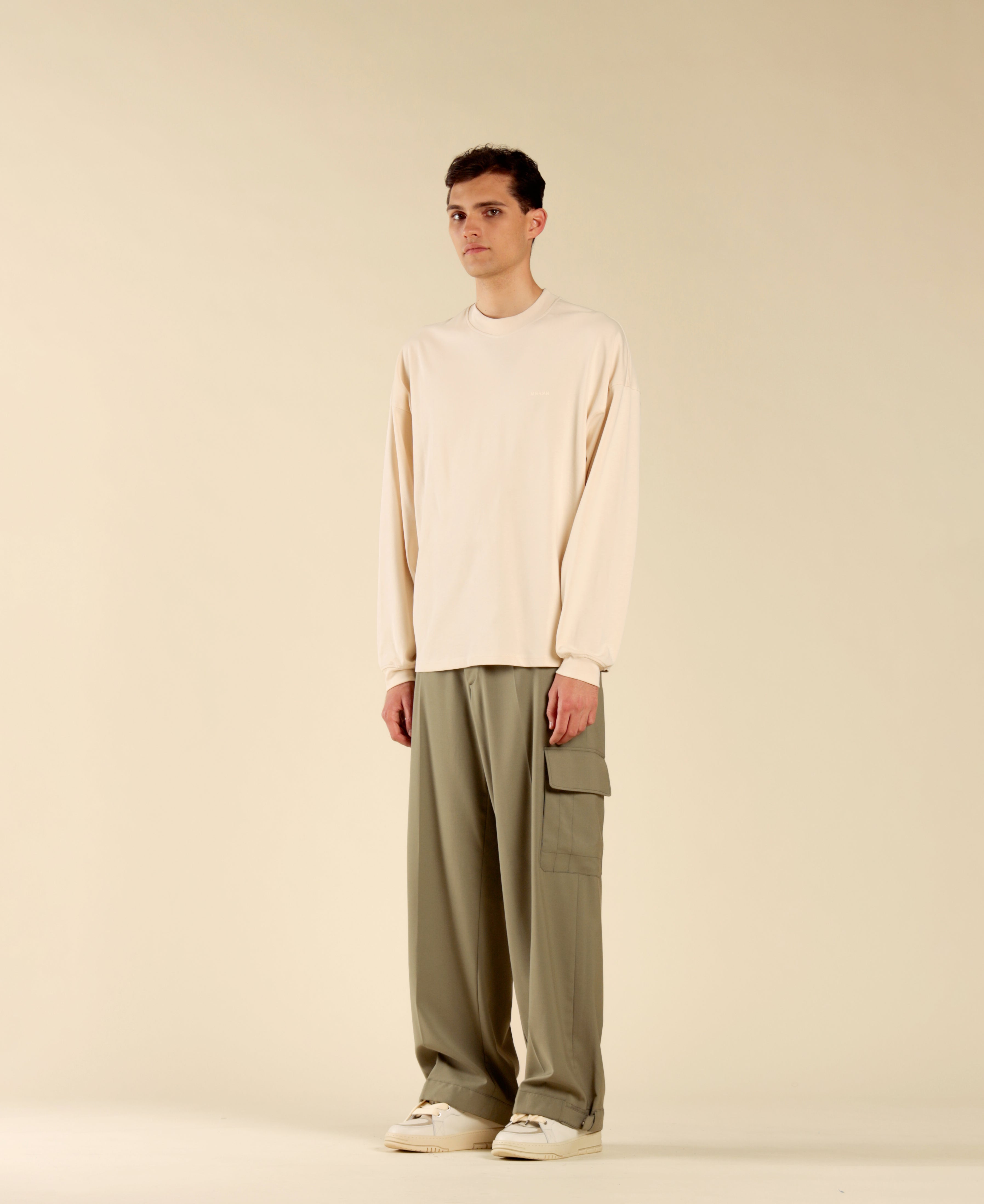 Oversized Long-Sleeve T-Shirt - Cream