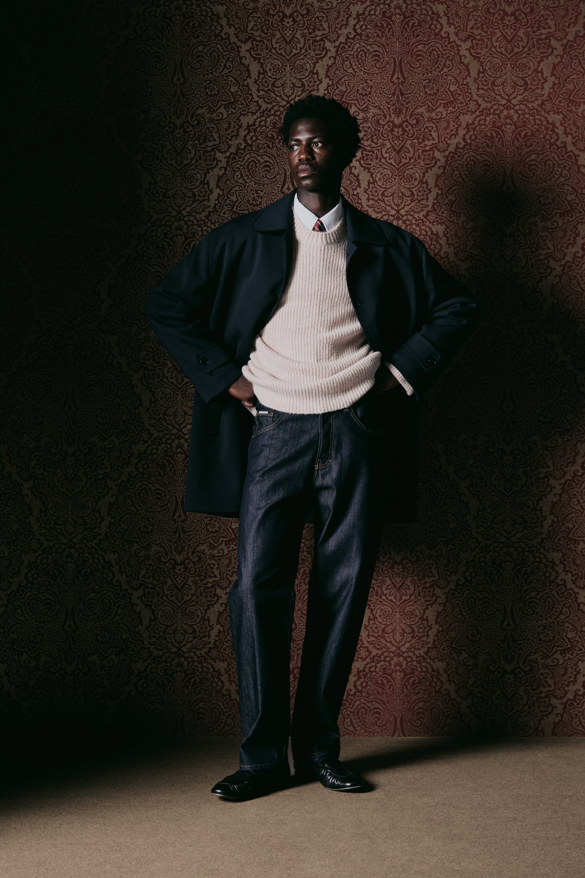 Jeans dritti in raw denim