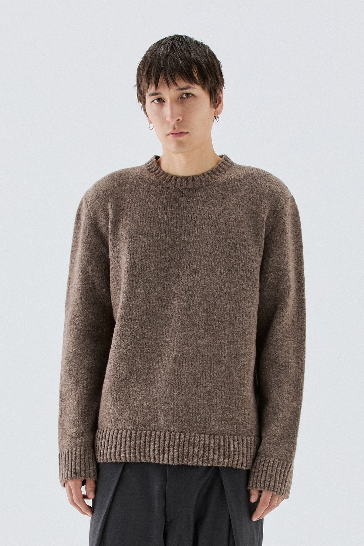 Maglia girocollo misto lana - Taupe