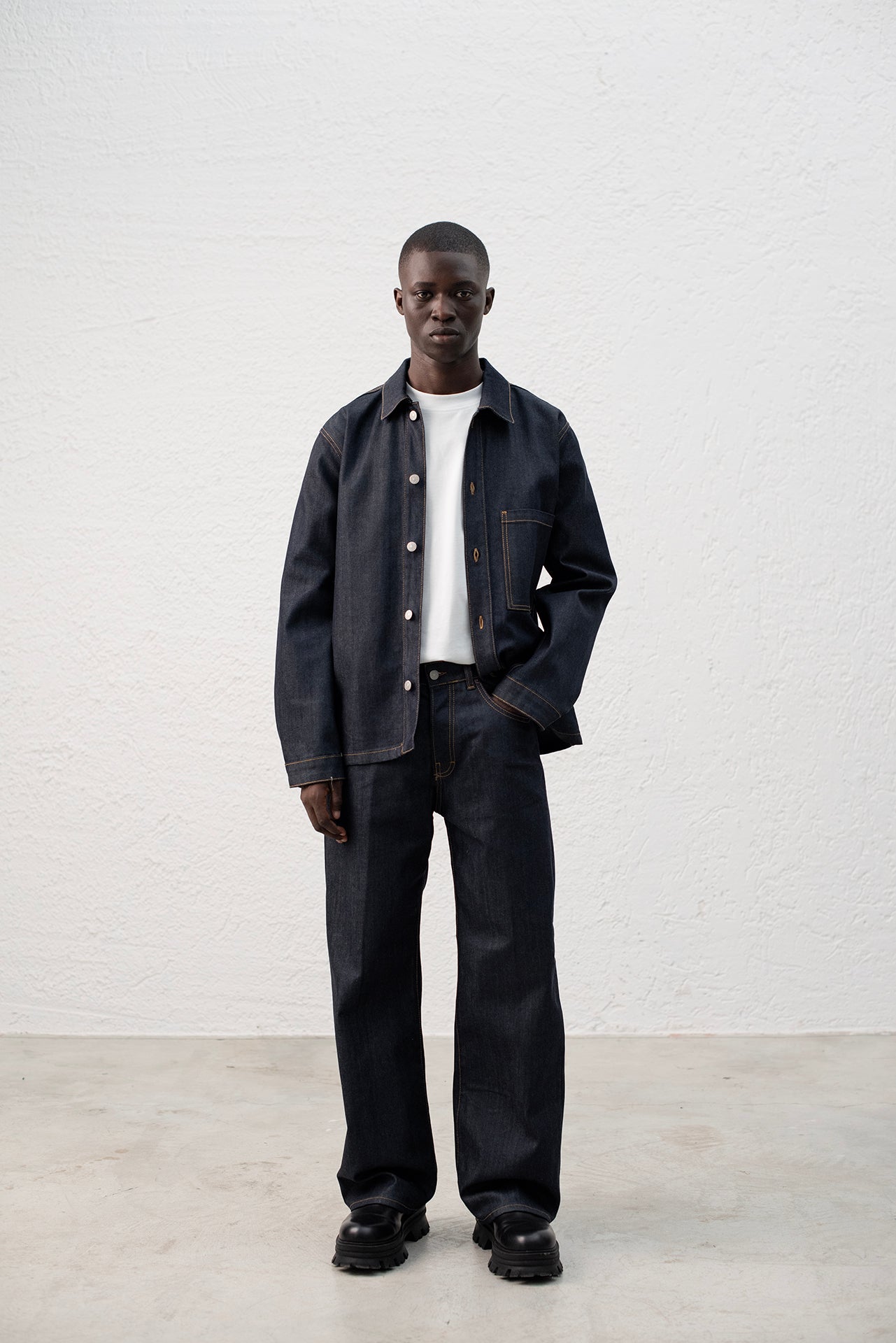 Camicia in denim indigo