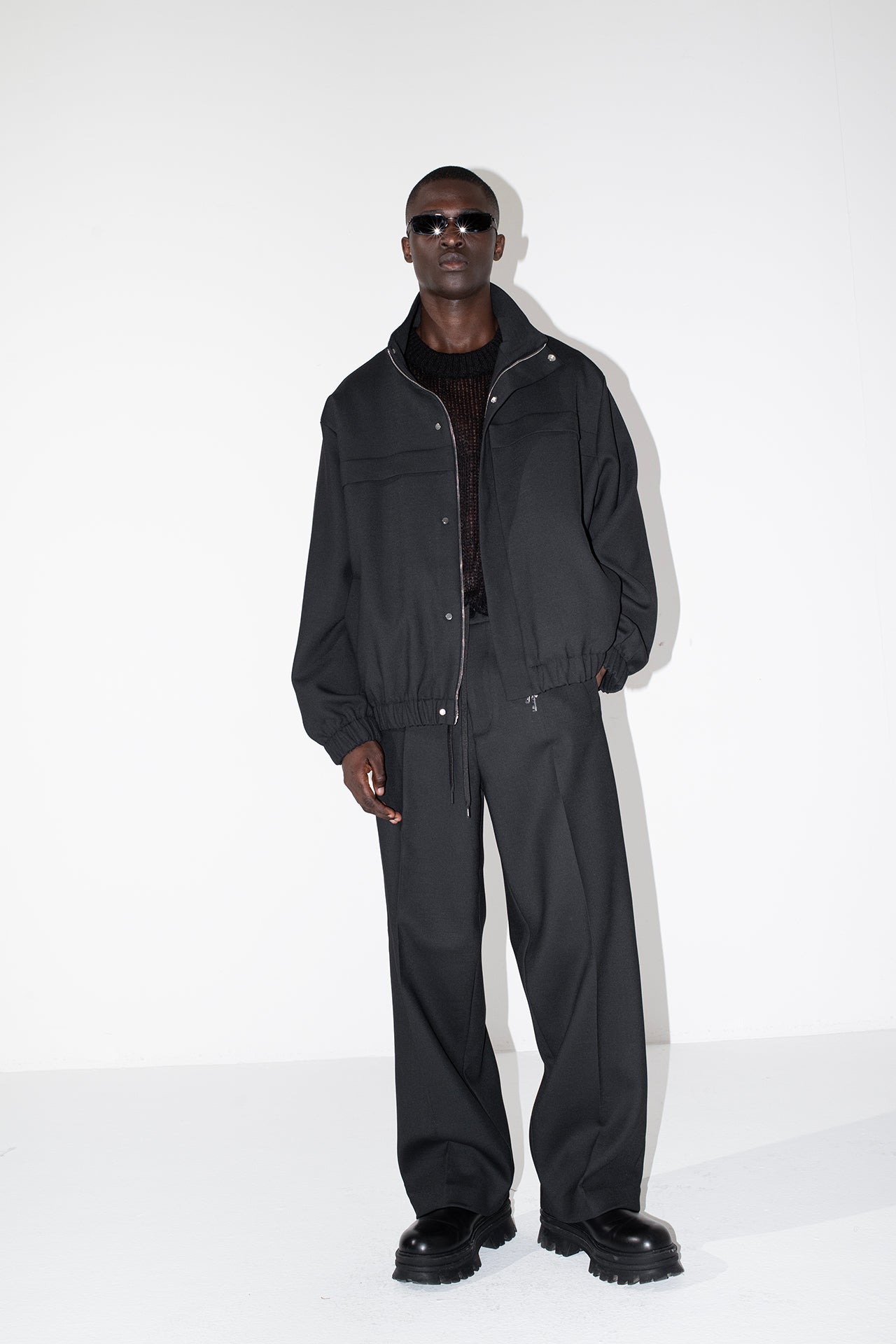 Pantalone con coulisse fondo ampio - Nero