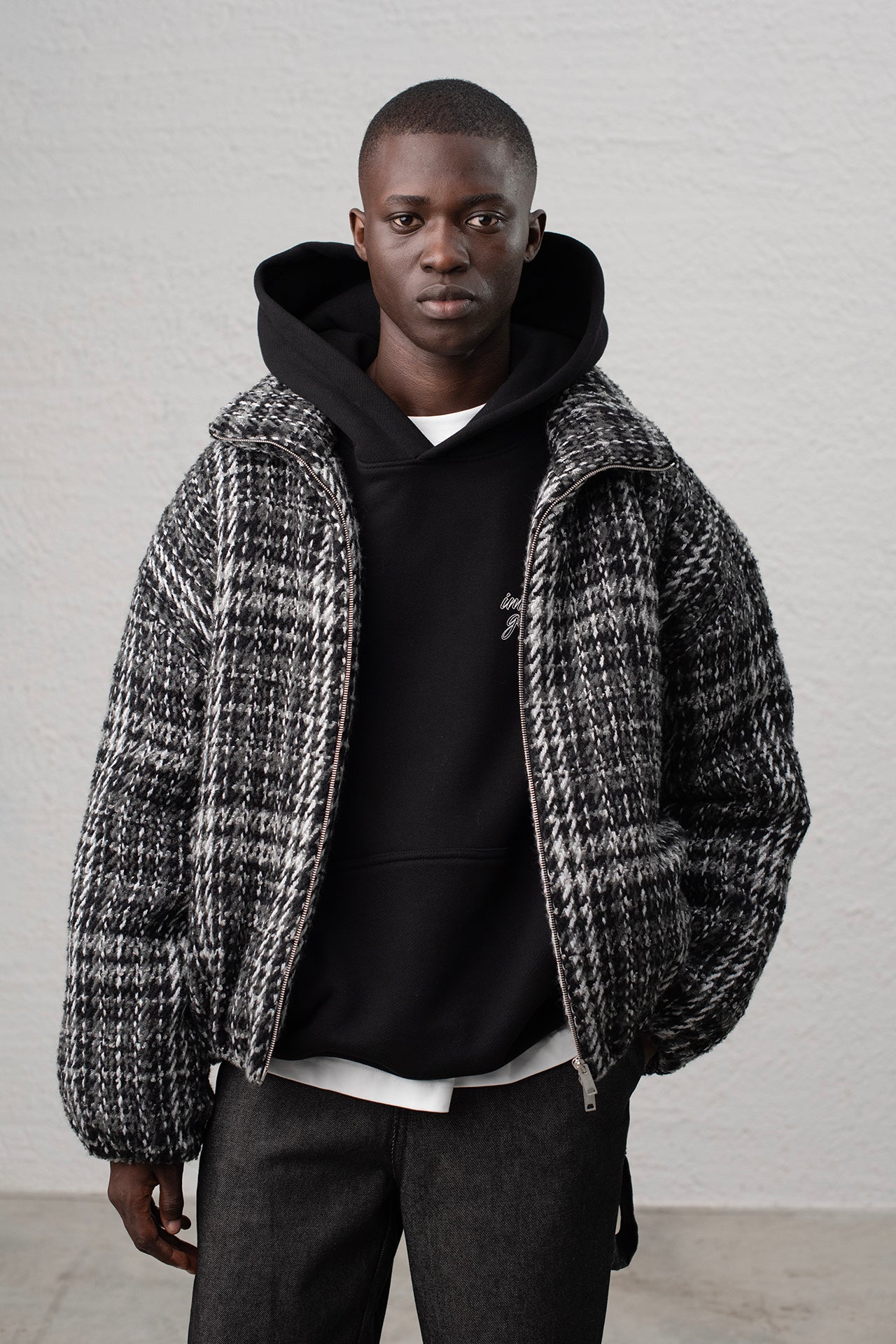 Giacca oversize in tweed motivo check