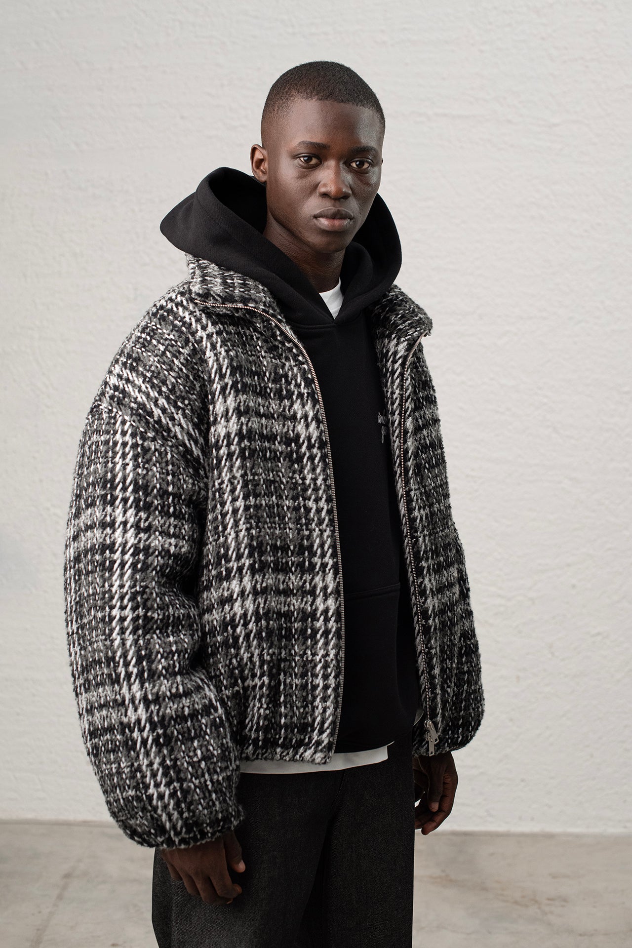 Giacca oversize in tweed motivo check