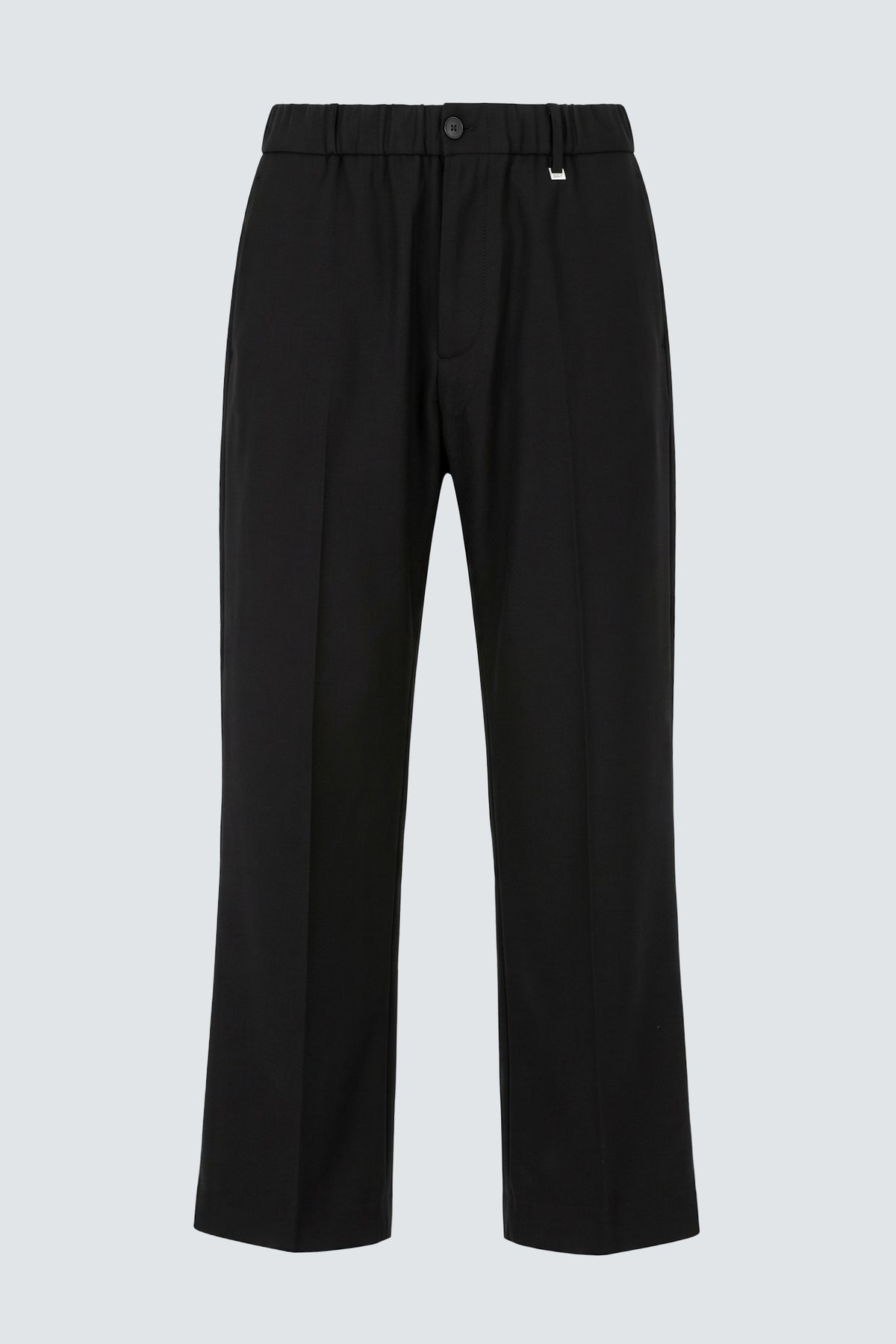 Pantaloni dritti con elastico - Nero