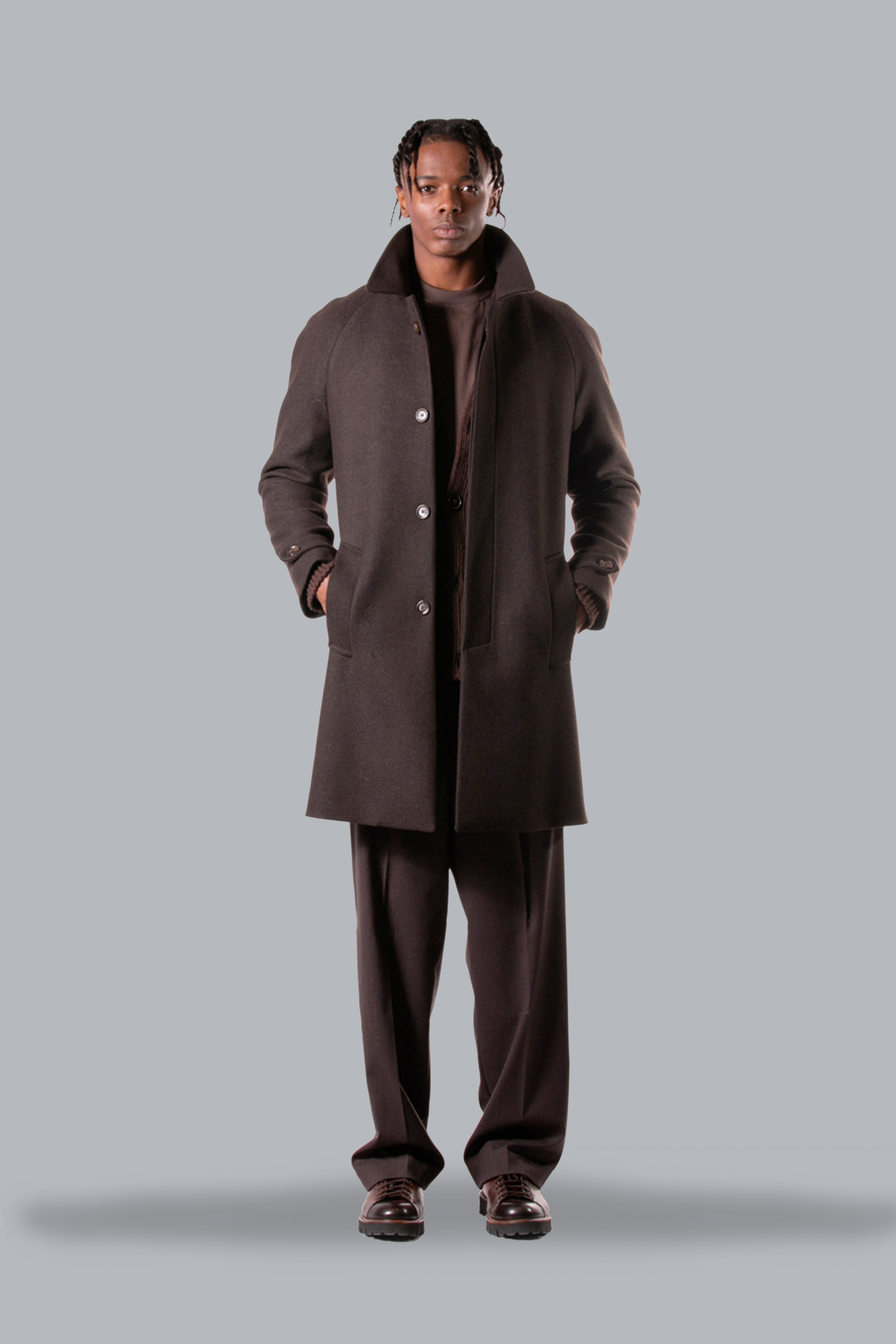 Single-breasted raglan sleeve coat - Moro