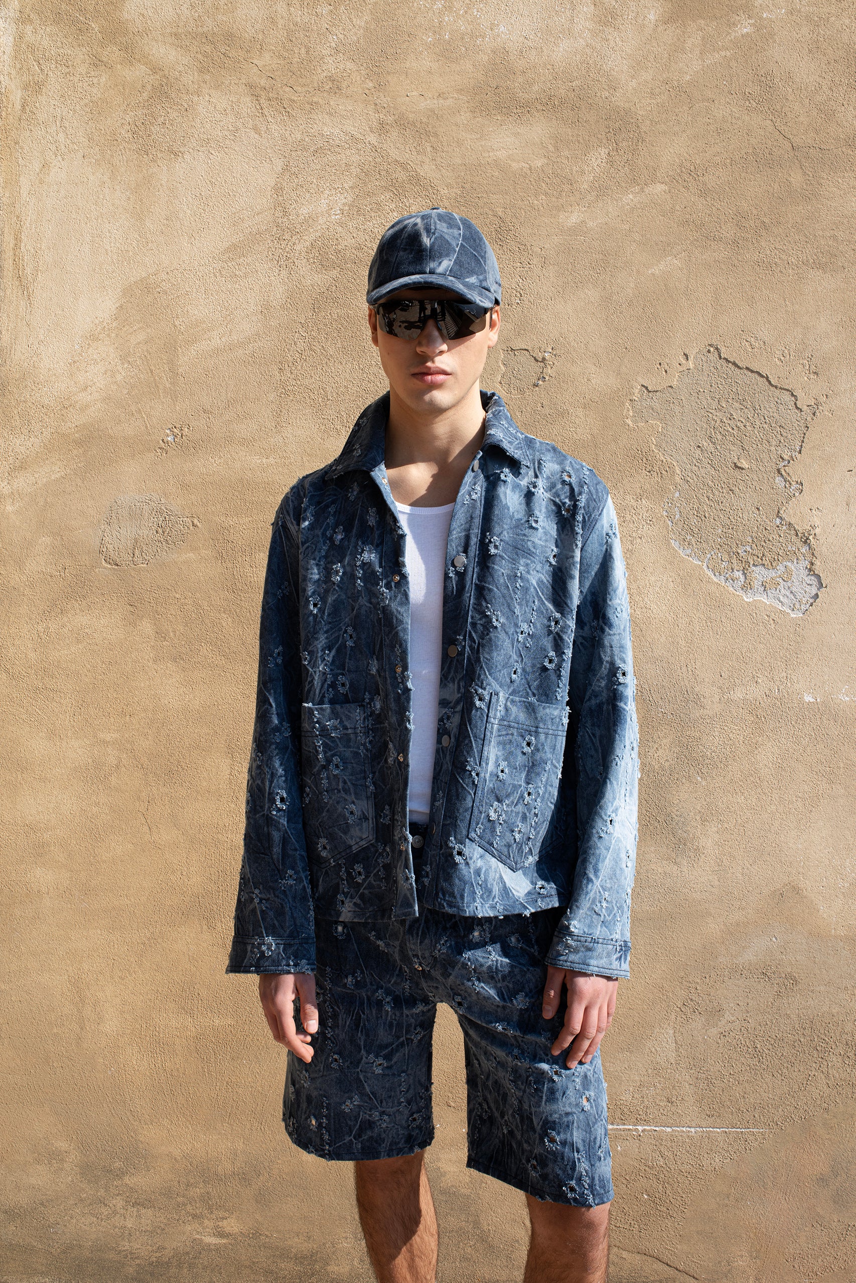 Blue denim cotton baseball cap