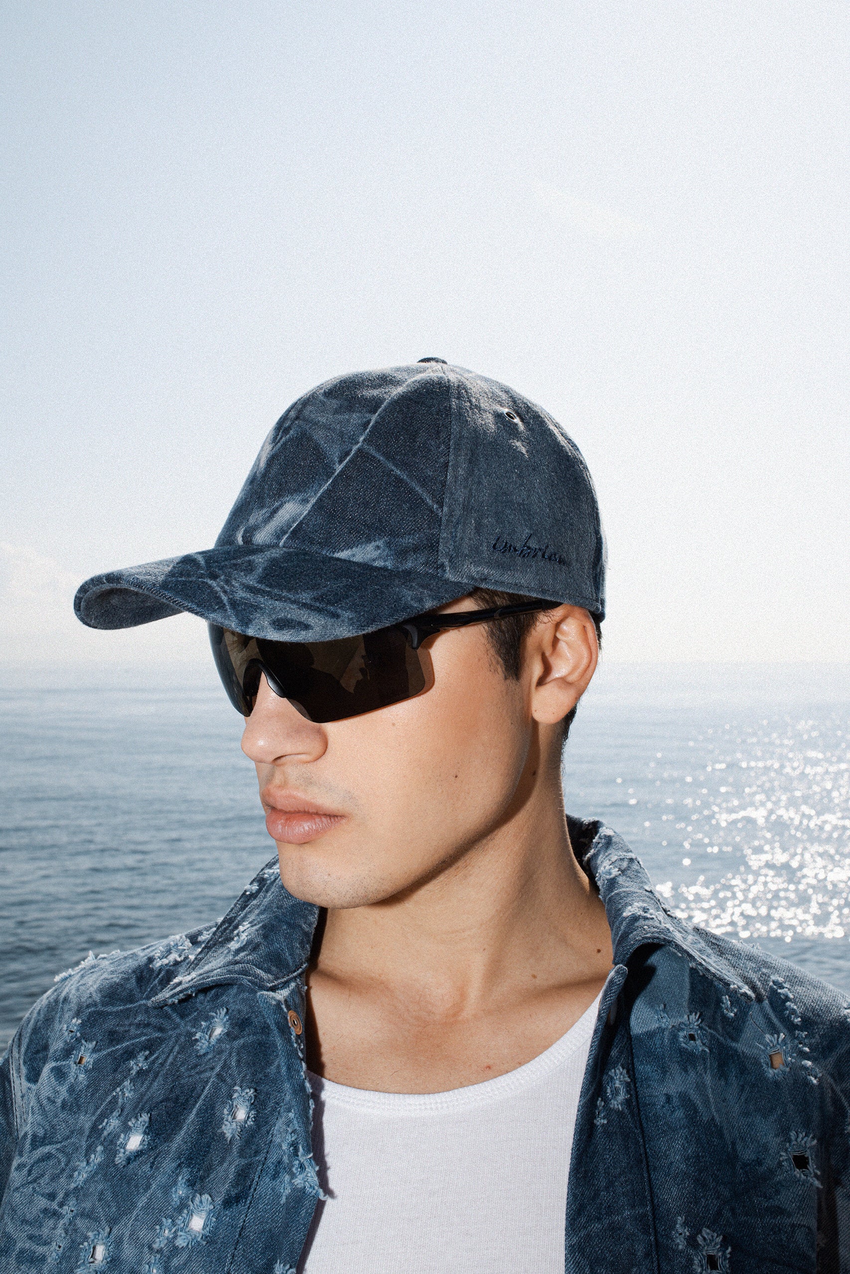 Blue denim cotton baseball cap