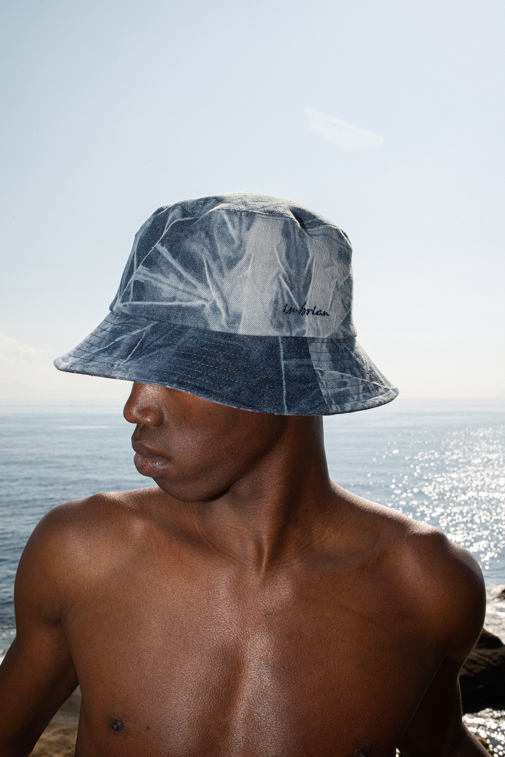 Blue denim cotton bucket hat